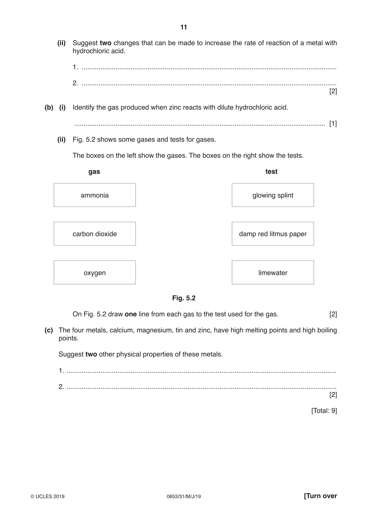 Cambridge IGCSE Science - Combined 0653 2019 May/June Paper 3 · Variant 1 question paper, page 11 of 20