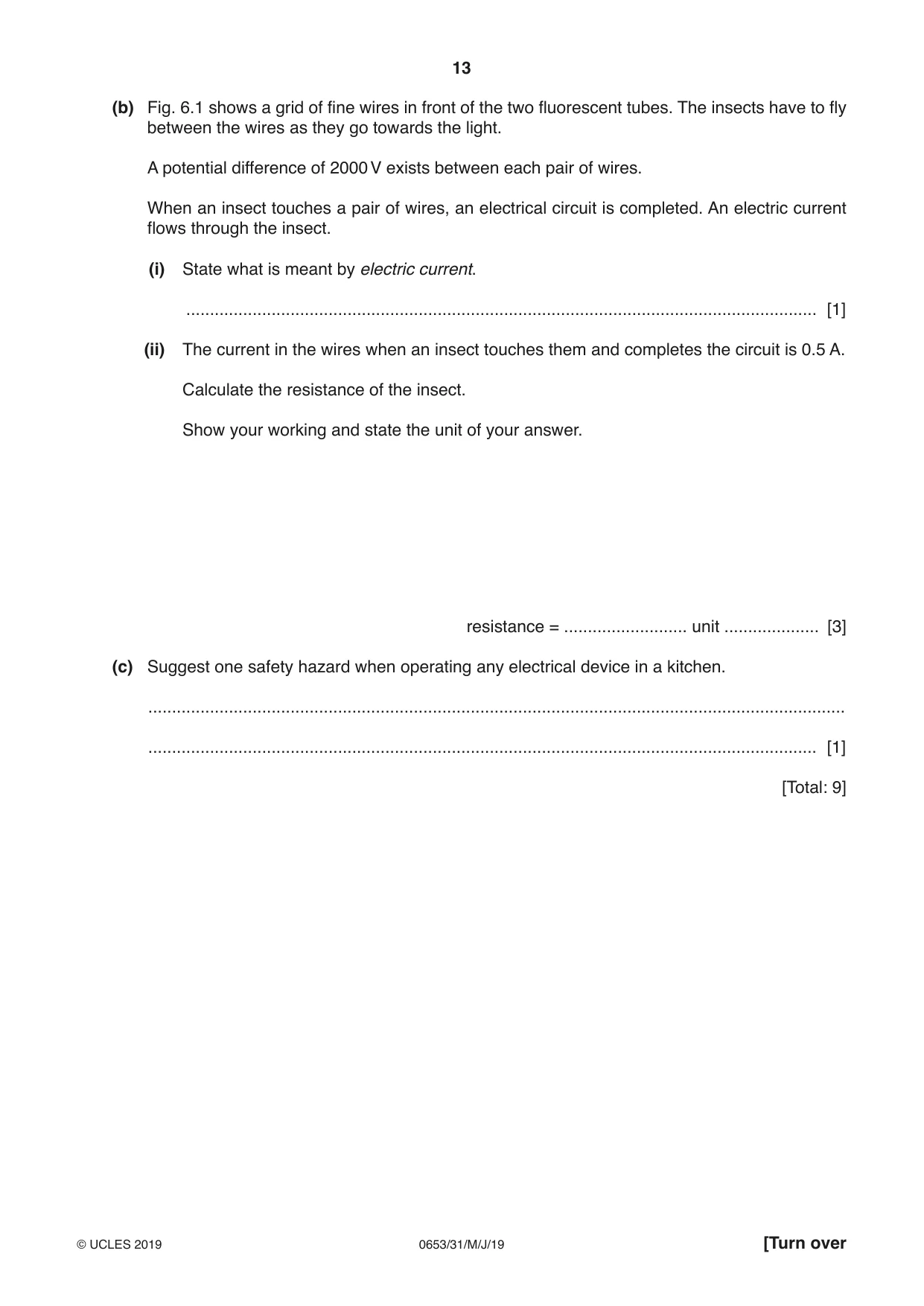 Cambridge IGCSE Science - Combined 0653 2019 May/June Paper 3 · Variant 1 question paper, page 13 of 20