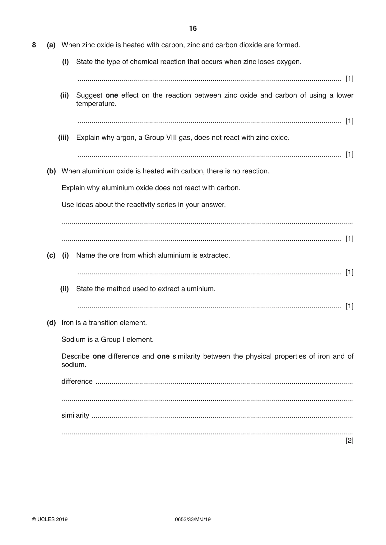 Cambridge IGCSE Science - Combined 0653 2019 May/June Paper 3 · Variant 3 question paper, page 16 of 20