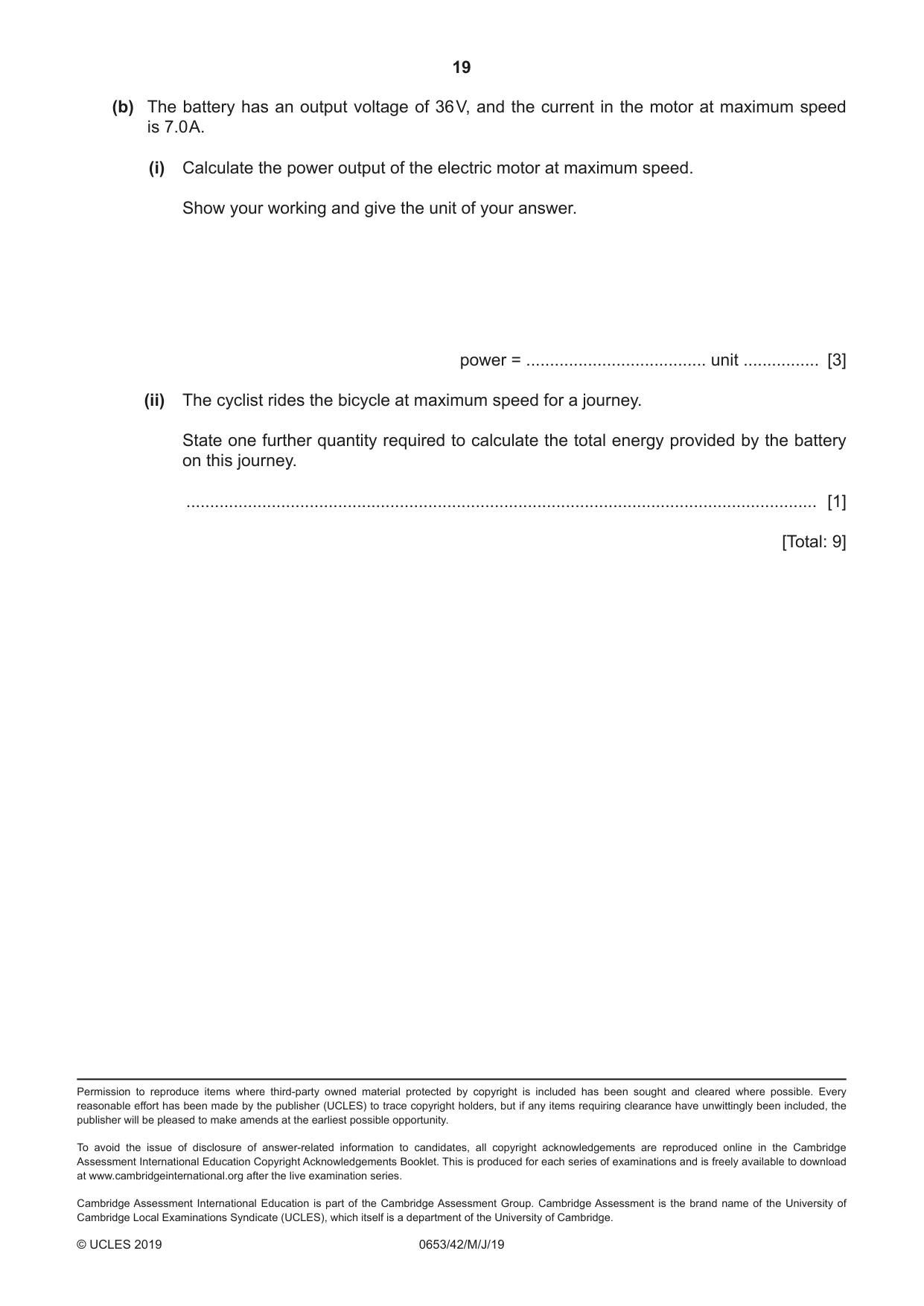 Cambridge IGCSE Science - Combined 0653 2019 May/June Paper 4 · Variant 2 question paper, page 19 of 20