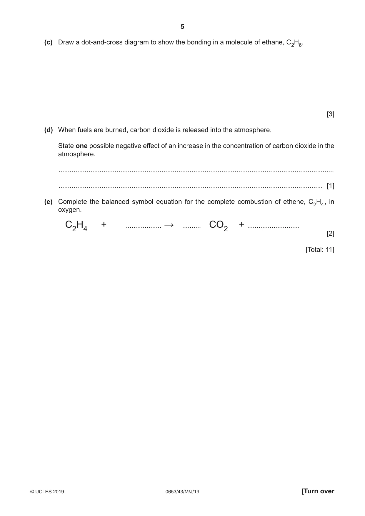 Cambridge IGCSE Science - Combined 0653 2019 May/June Paper 4 · Variant 3 question paper, page 5 of 20