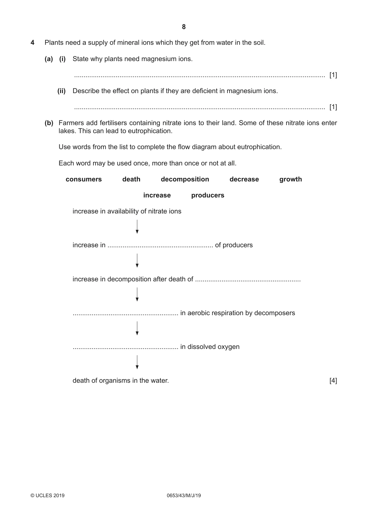Cambridge IGCSE Science - Combined 0653 2019 May/June Paper 4 · Variant 3 question paper, page 8 of 20