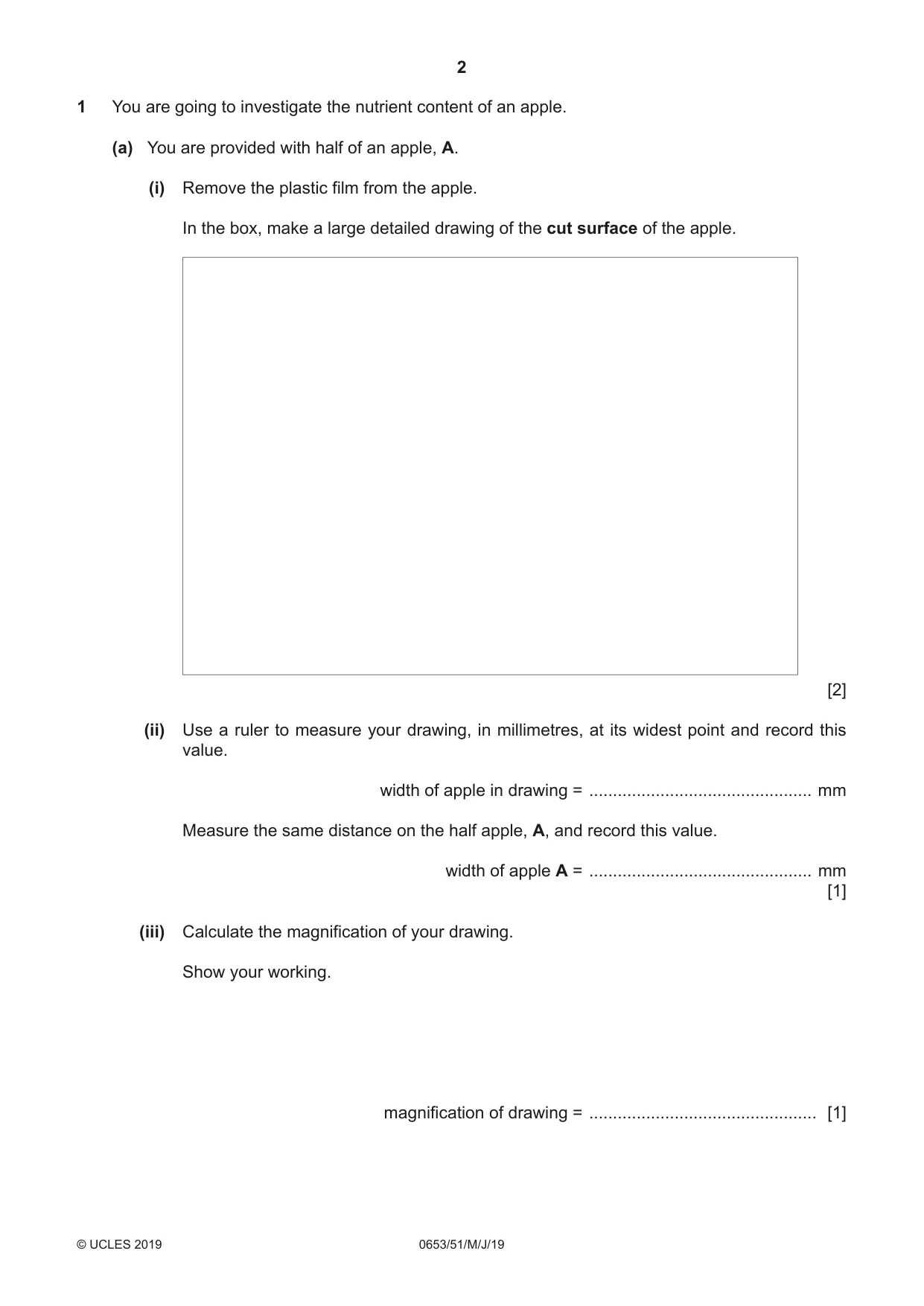 Cambridge IGCSE Science - Combined 0653 2019 May/June Paper 5 · Variant 1 question paper, page 2 of 12
