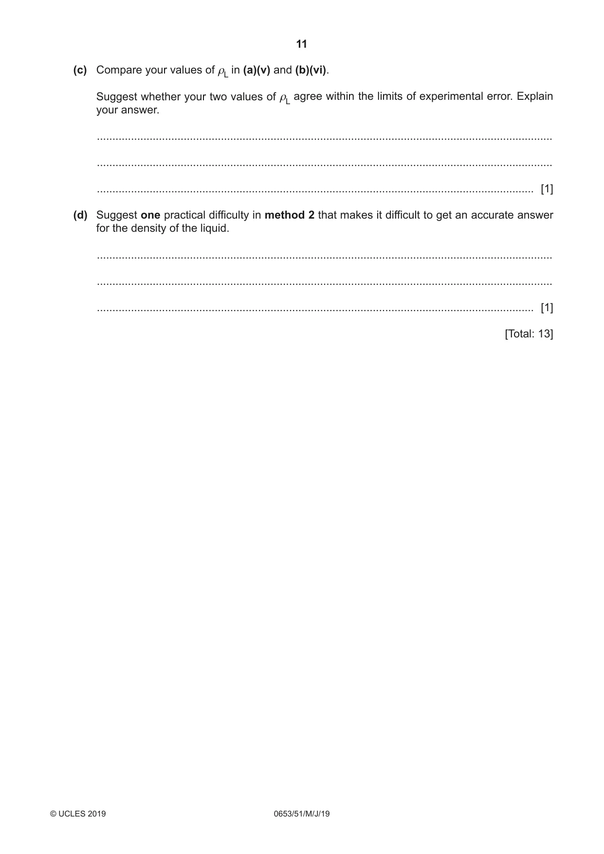 Cambridge IGCSE Science - Combined 0653 2019 May/June Paper 5 · Variant 1 question paper, page 11 of 12