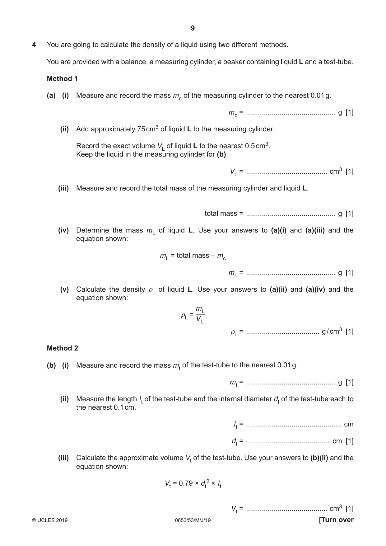Cambridge IGCSE Science - Combined 0653 2019 May/June Paper 5 · Variant 3 question paper, page 9 of 12