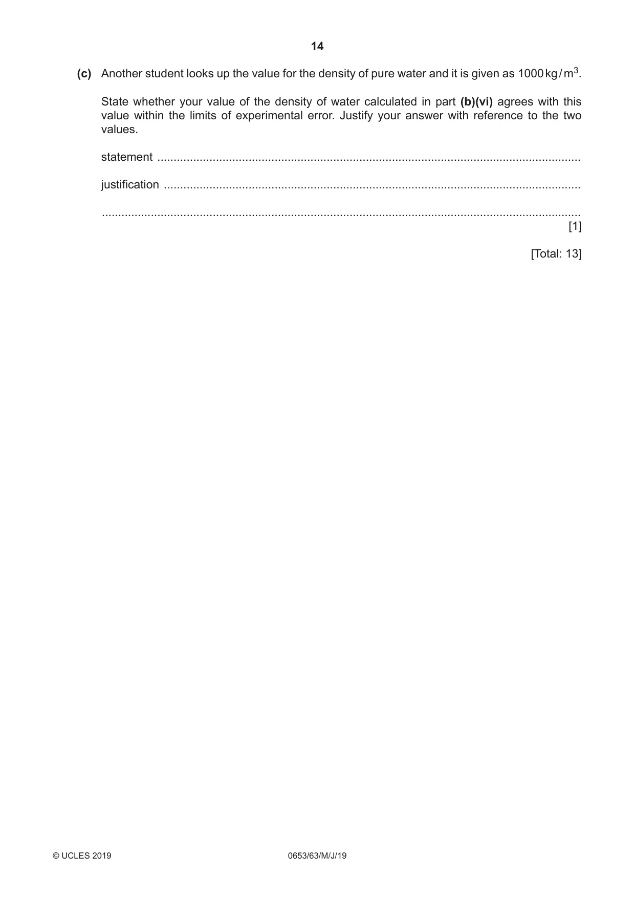 Cambridge IGCSE Science - Combined 0653 2019 May/June Paper 6 · Variant 3 question paper, page 14 of 16