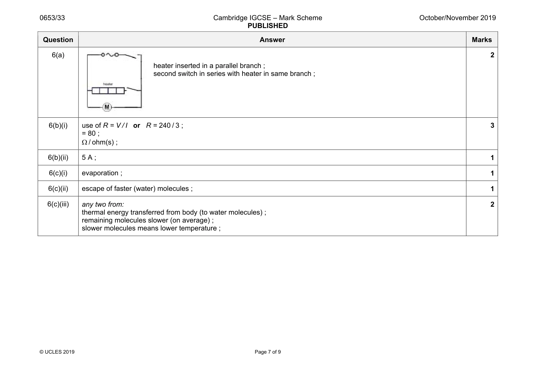 Mark scheme, page 7 of 9