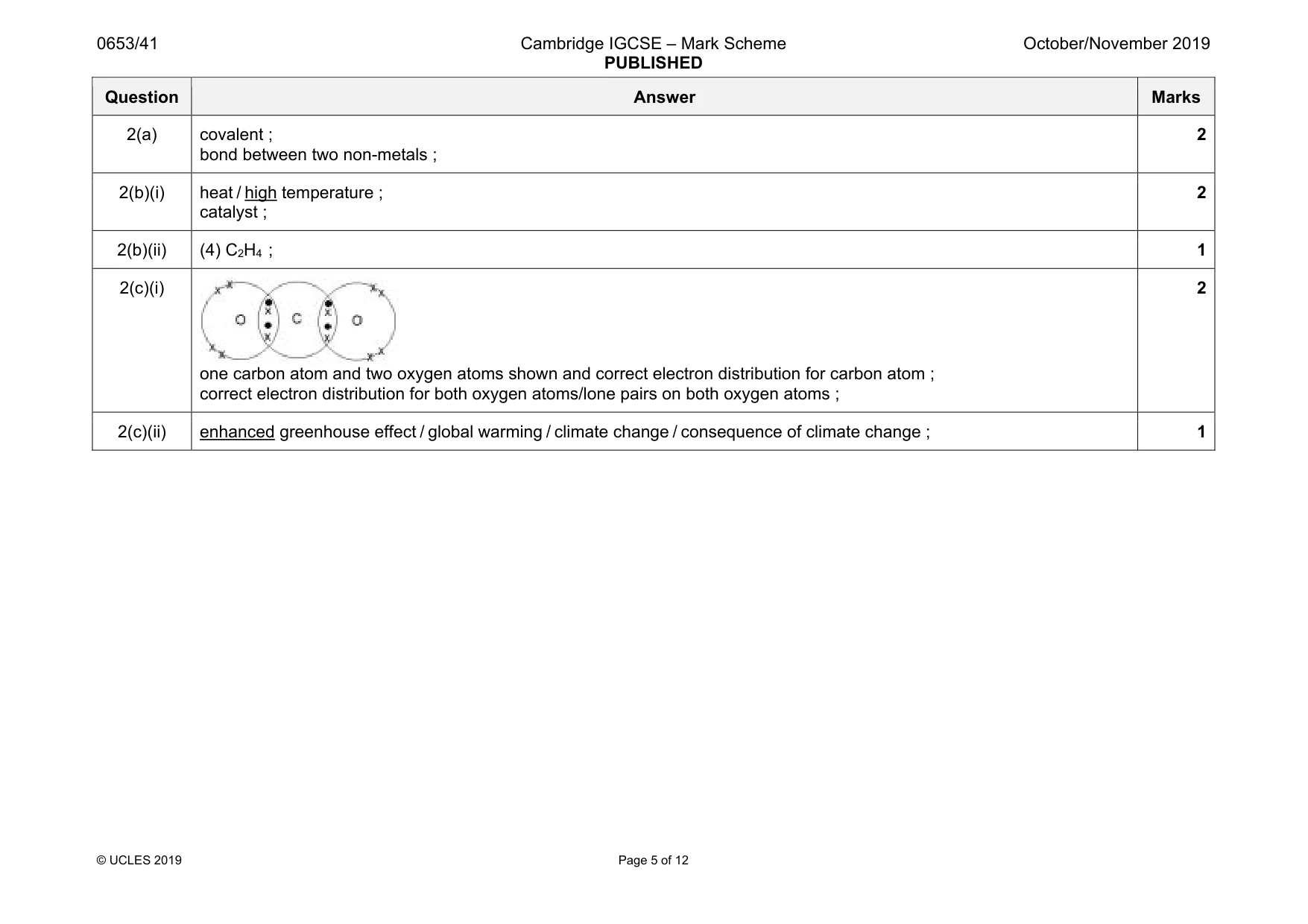 Mark scheme, page 5 of 12