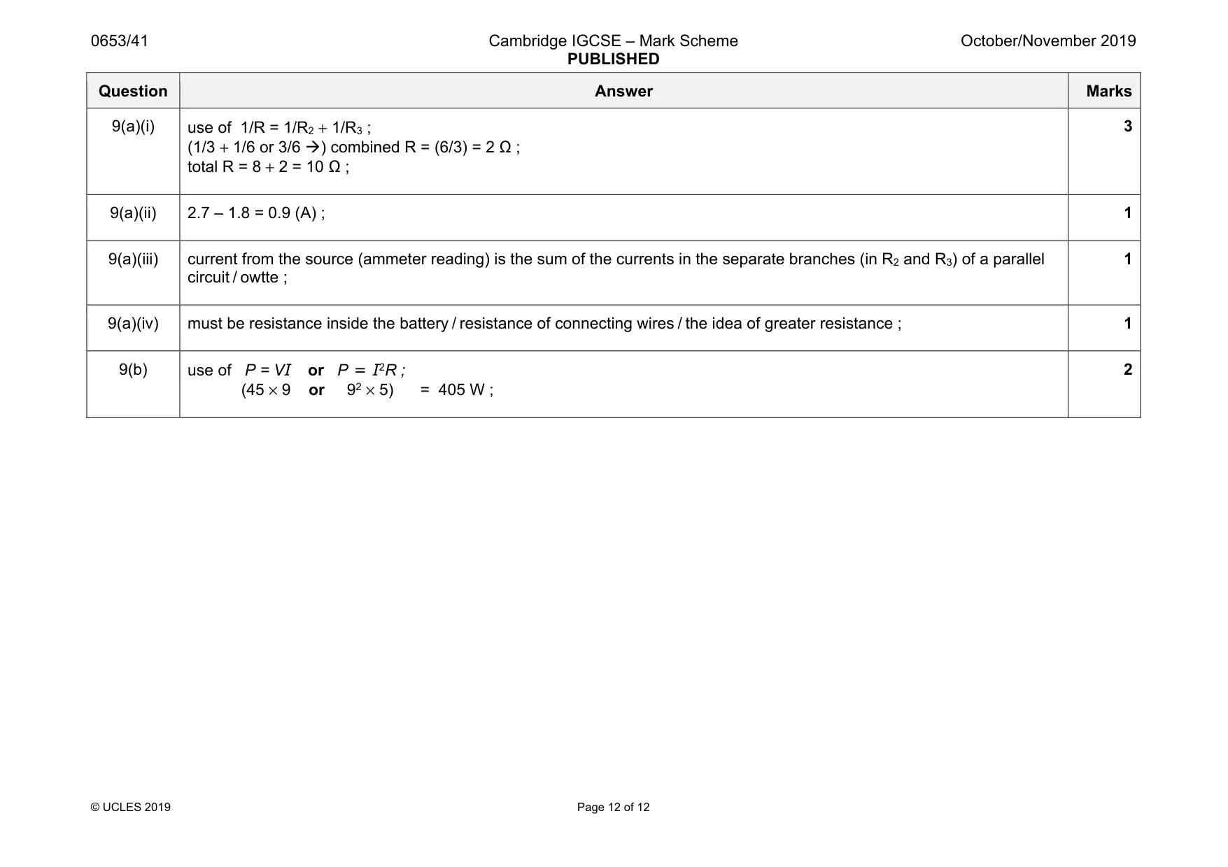Mark scheme, page 12 of 12