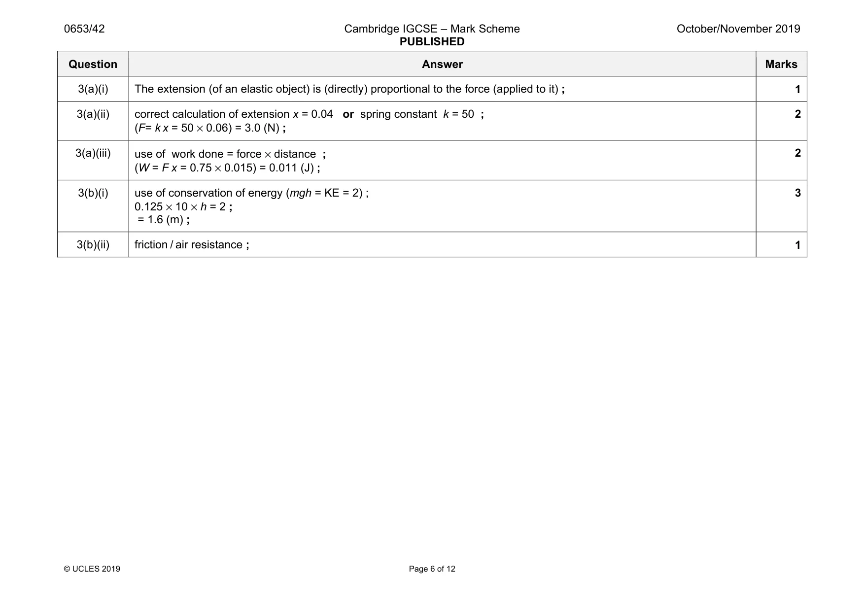 Mark scheme, page 6 of 12