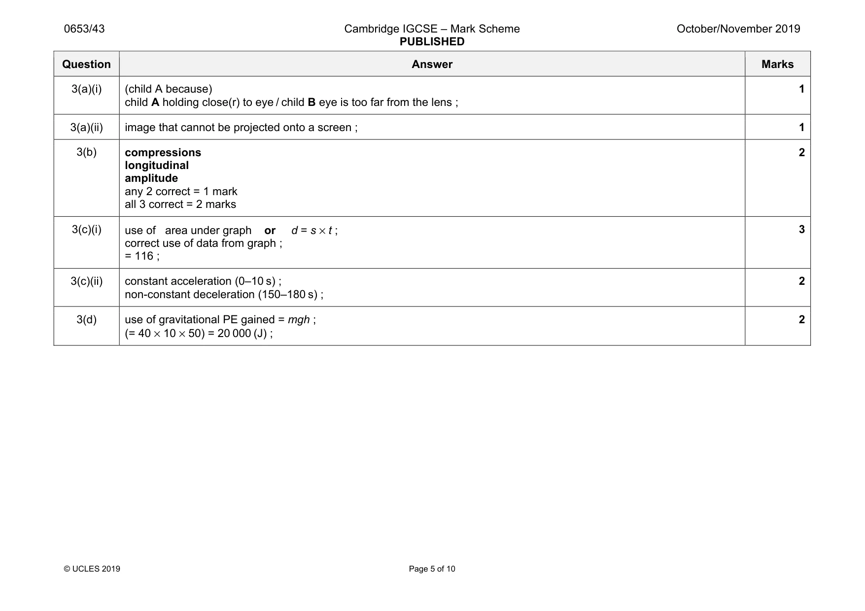 Mark scheme, page 5 of 10