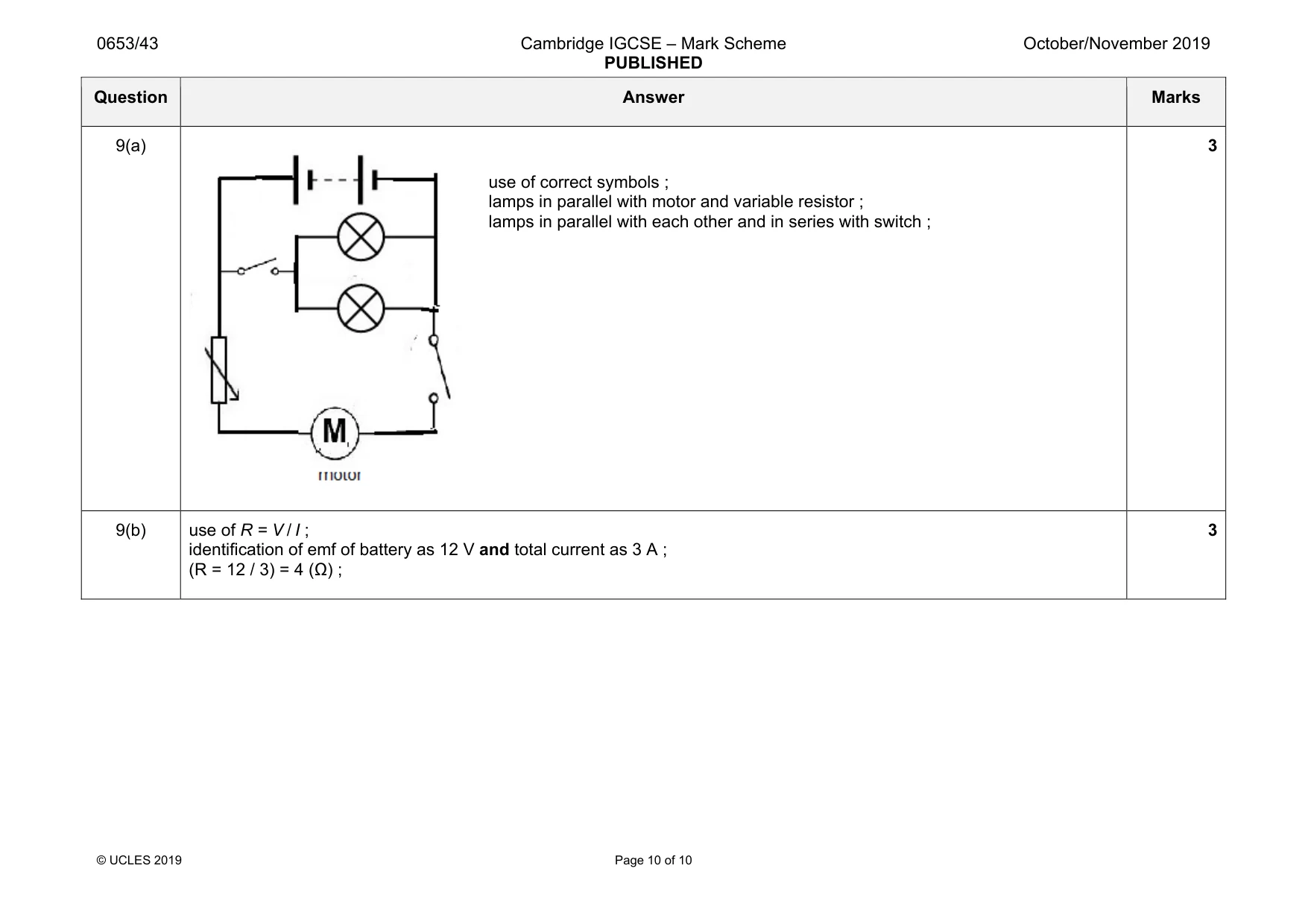 Mark scheme, page 10 of 10