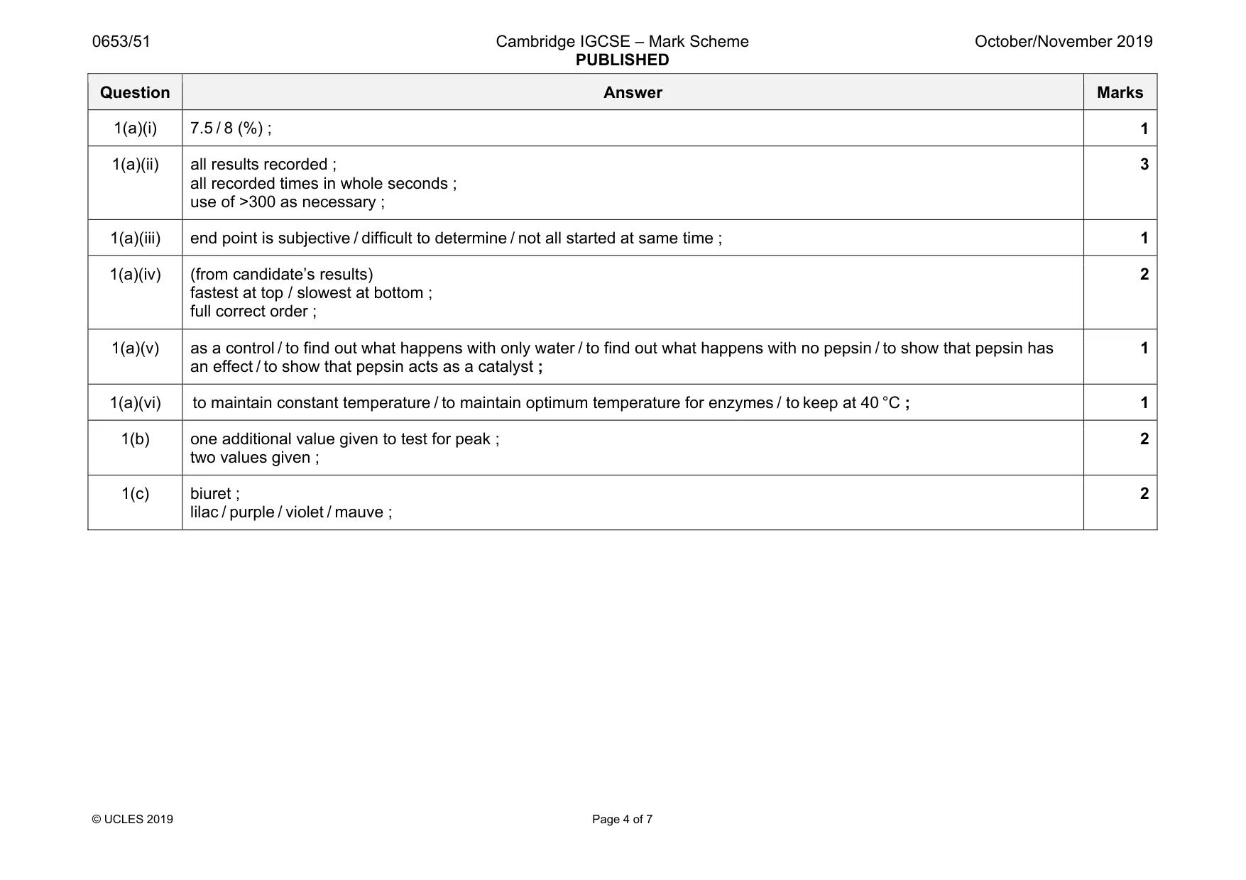 Mark scheme, page 4 of 7