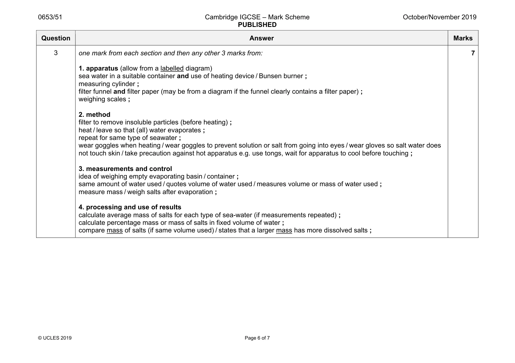 Mark scheme, page 6 of 7