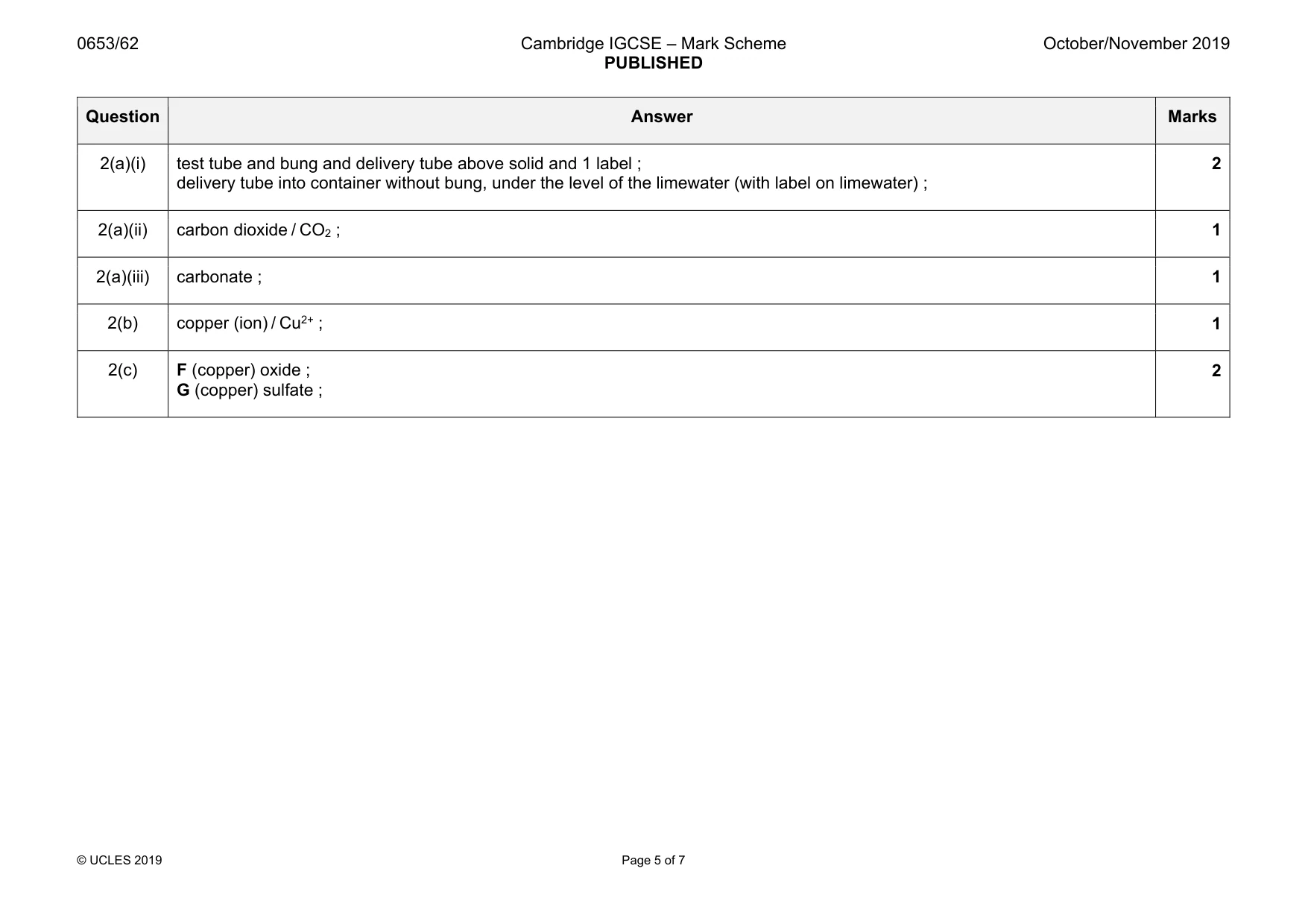 Mark scheme, page 5 of 7