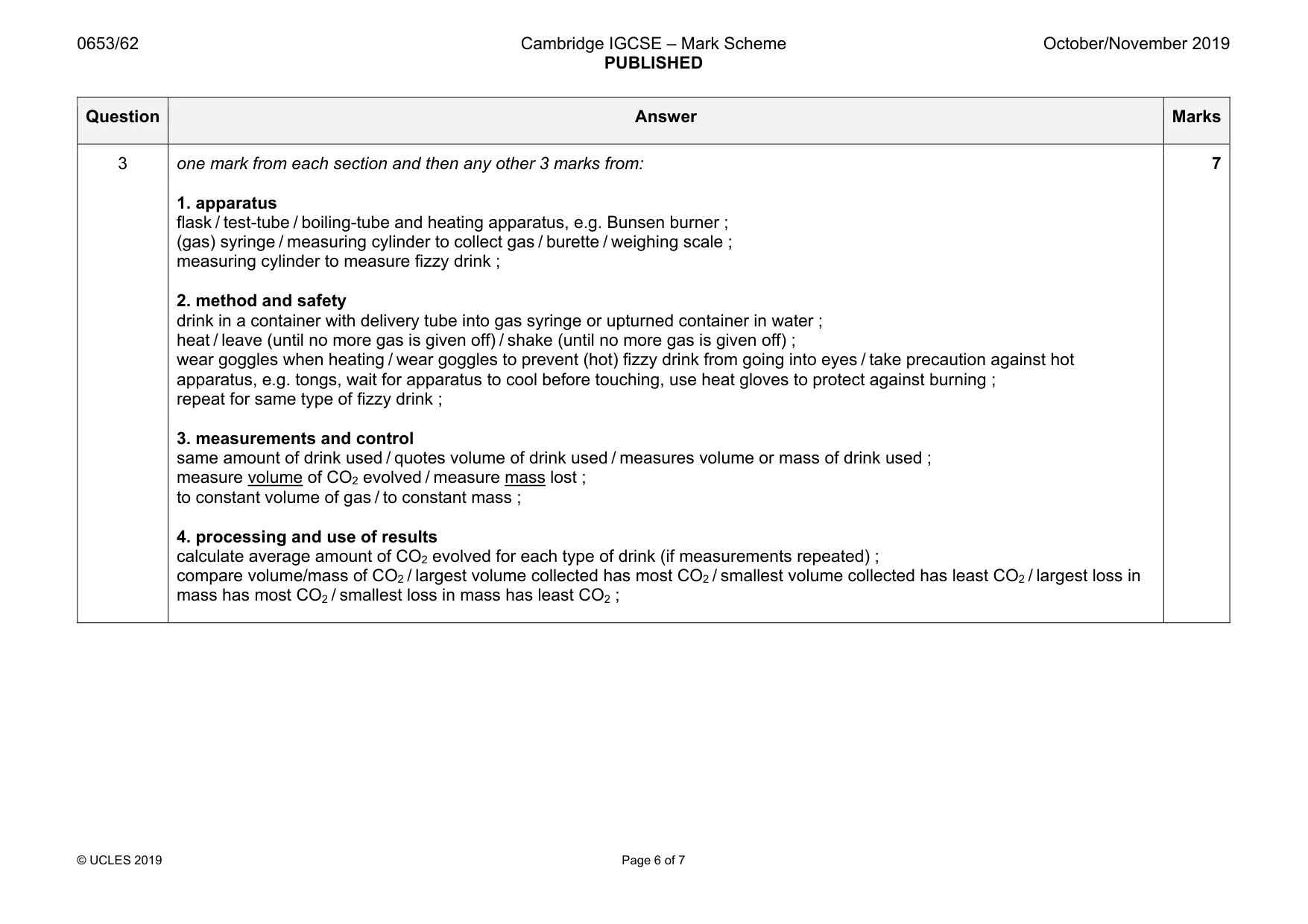 Mark scheme, page 6 of 7