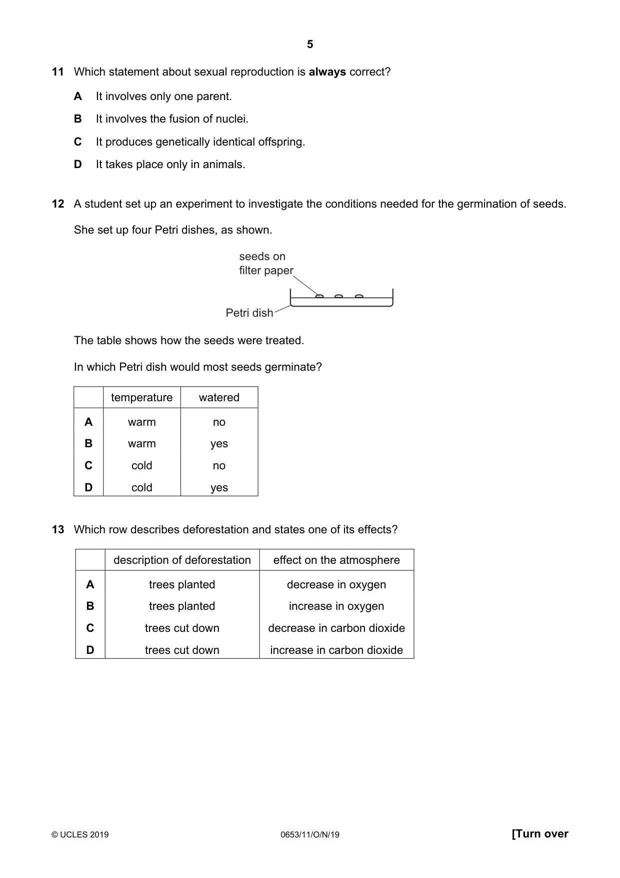 Cambridge IGCSE Science - Combined 0653 2019 Oct/Nov Paper 1 · Variant 1 question paper, page 5 of 16