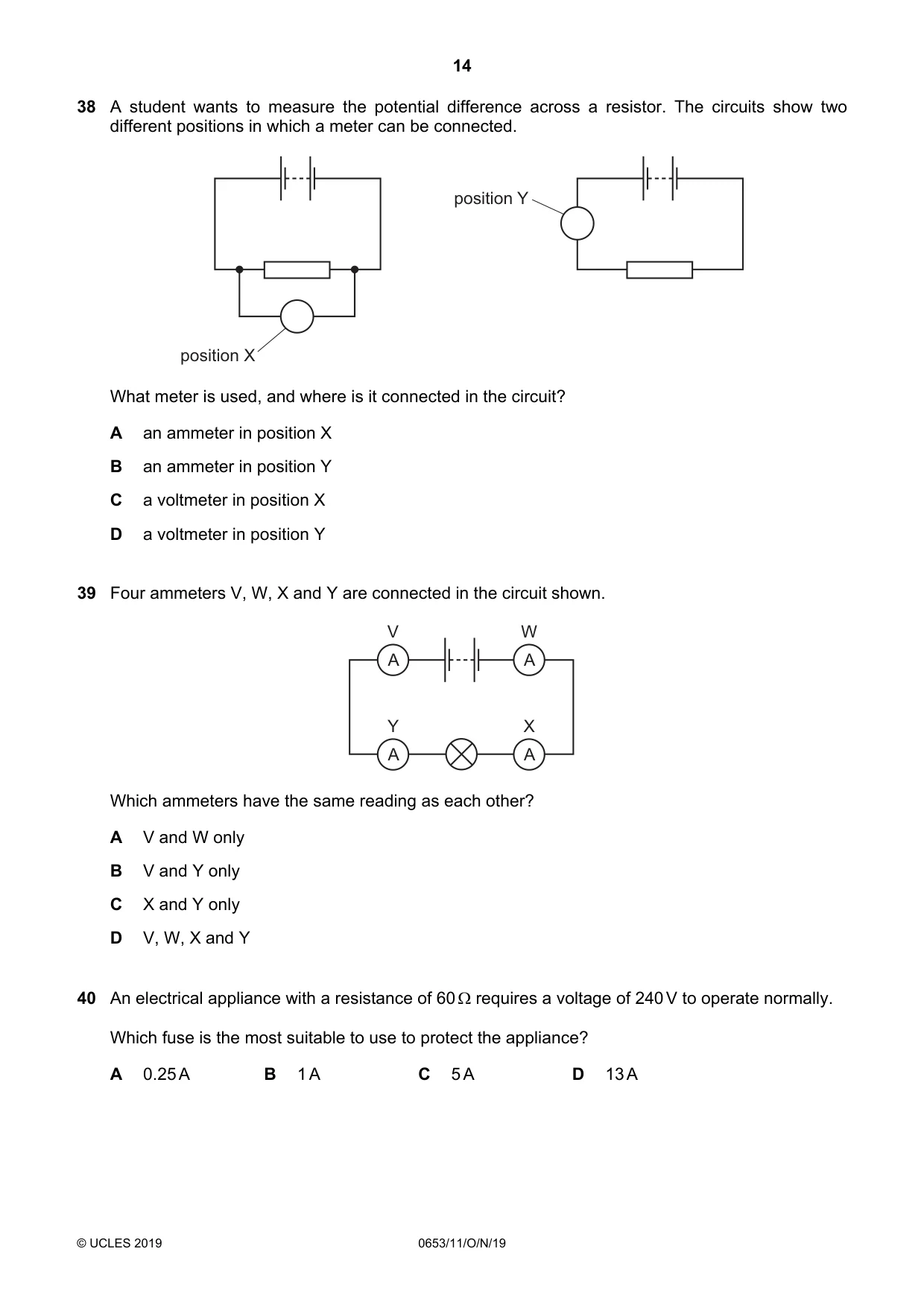 Cambridge IGCSE Science - Combined 0653 2019 Oct/Nov Paper 1 · Variant 1 question paper, page 14 of 16