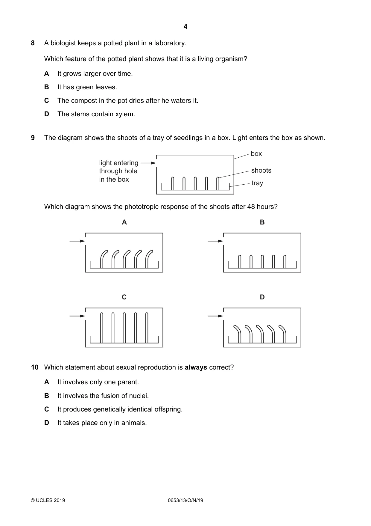 Cambridge IGCSE Science - Combined 0653 2019 Oct/Nov Paper 1 · Variant 3 question paper, page 4 of 16