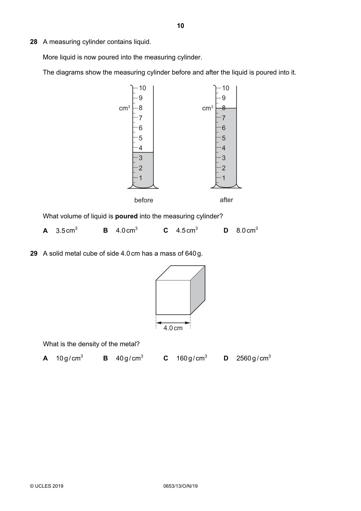 Cambridge IGCSE Science - Combined 0653 2019 Oct/Nov Paper 1 · Variant 3 question paper, page 10 of 16