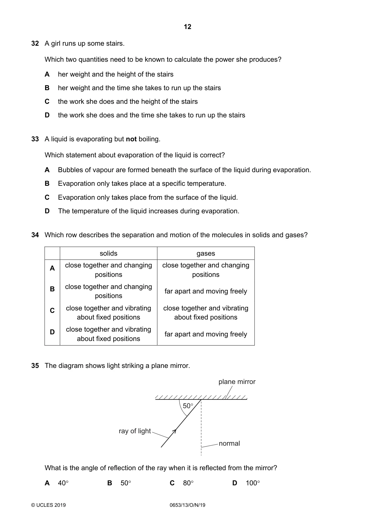 Cambridge IGCSE Science - Combined 0653 2019 Oct/Nov Paper 1 · Variant 3 question paper, page 12 of 16