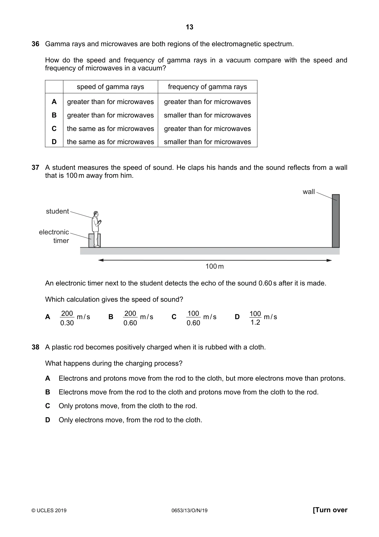 Cambridge IGCSE Science - Combined 0653 2019 Oct/Nov Paper 1 · Variant 3 question paper, page 13 of 16
