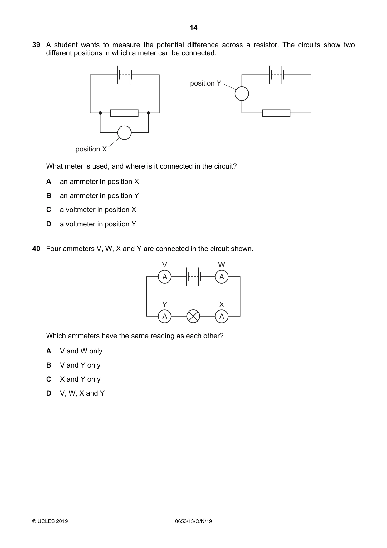 Cambridge IGCSE Science - Combined 0653 2019 Oct/Nov Paper 1 · Variant 3 question paper, page 14 of 16