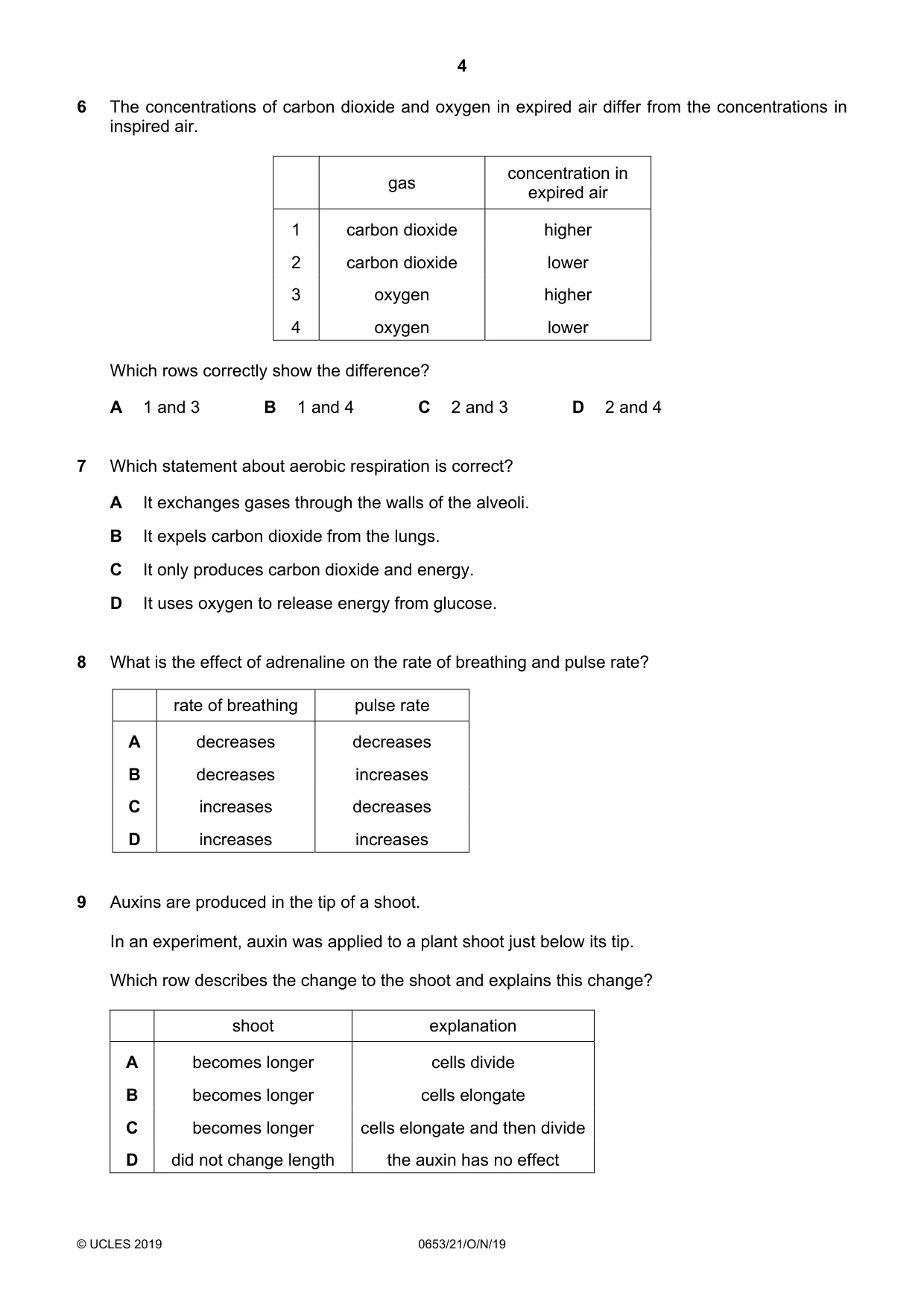 Cambridge IGCSE Science - Combined 0653 2019 Oct/Nov Paper 2 · Variant 1 question paper, page 4 of 16