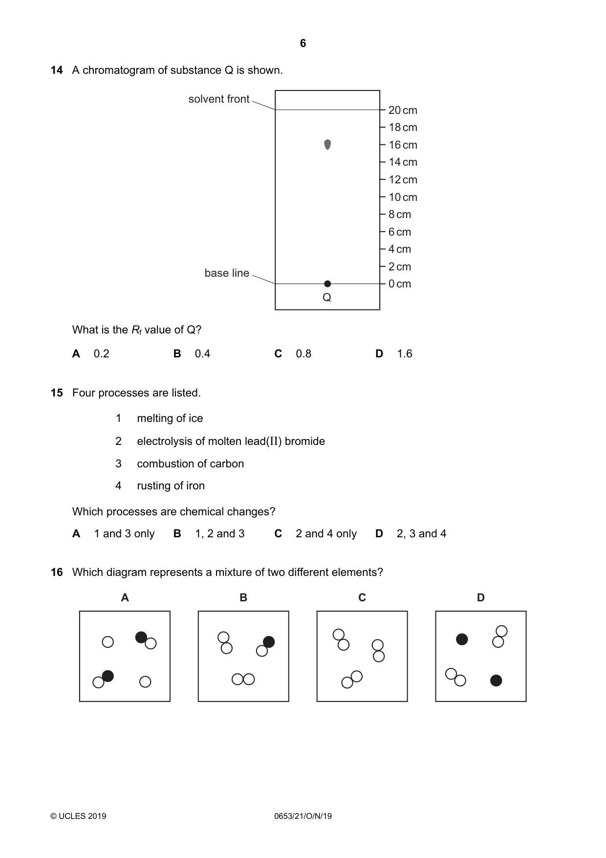 Cambridge IGCSE Science - Combined 0653 2019 Oct/Nov Paper 2 · Variant 1 question paper, page 6 of 16