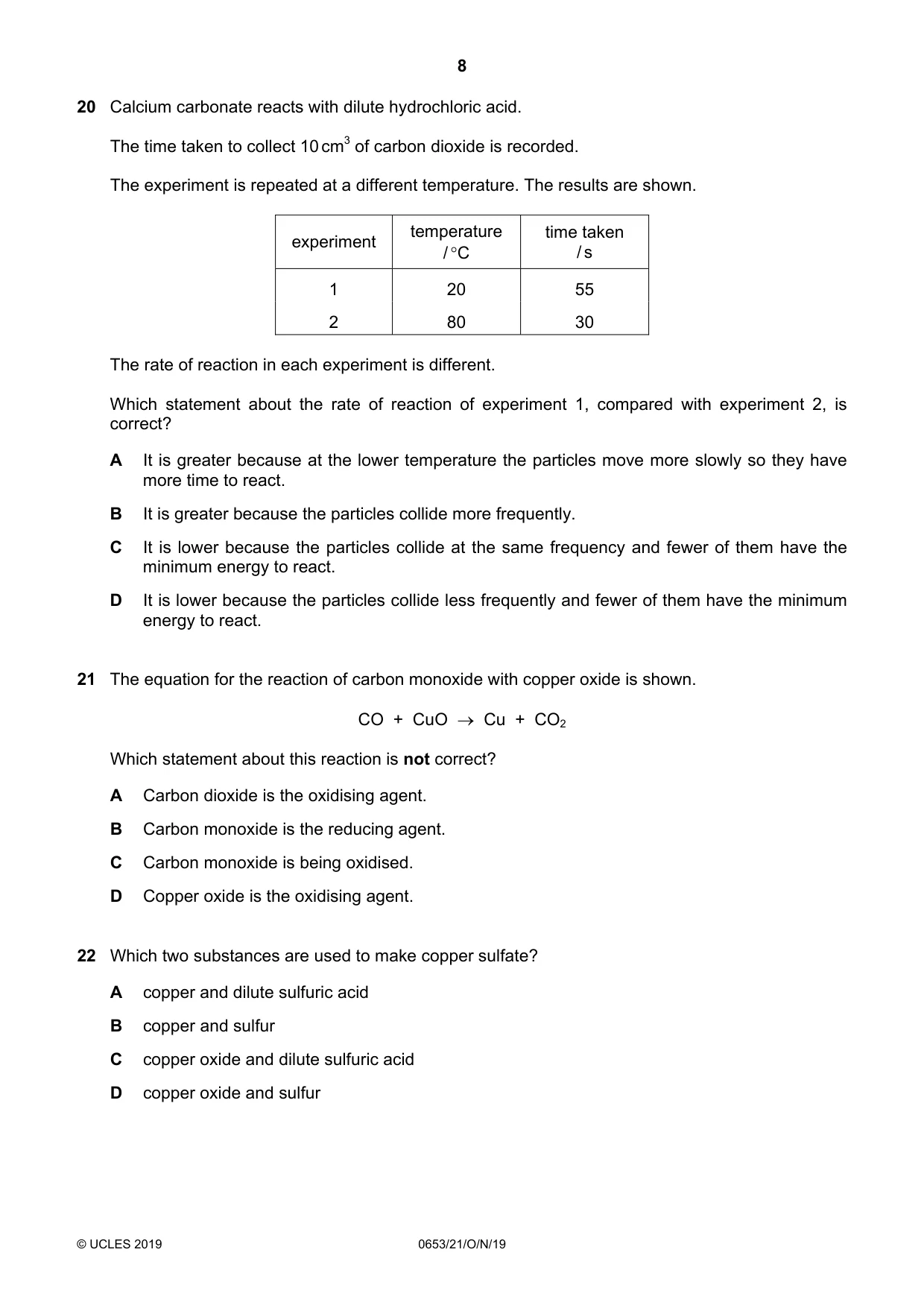 Cambridge IGCSE Science - Combined 0653 2019 Oct/Nov Paper 2 · Variant 1 question paper, page 8 of 16