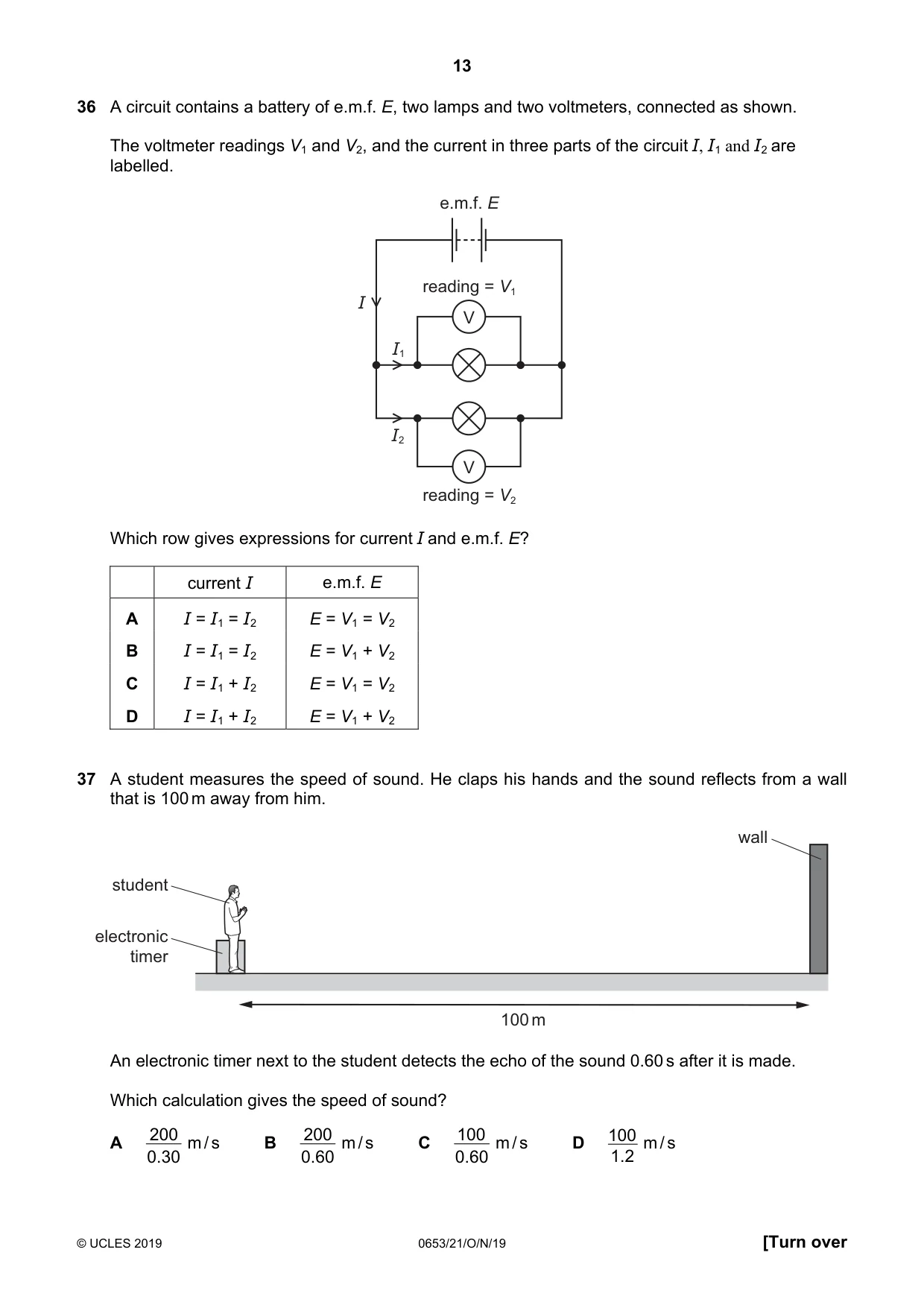 Cambridge IGCSE Science - Combined 0653 2019 Oct/Nov Paper 2 · Variant 1 question paper, page 13 of 16