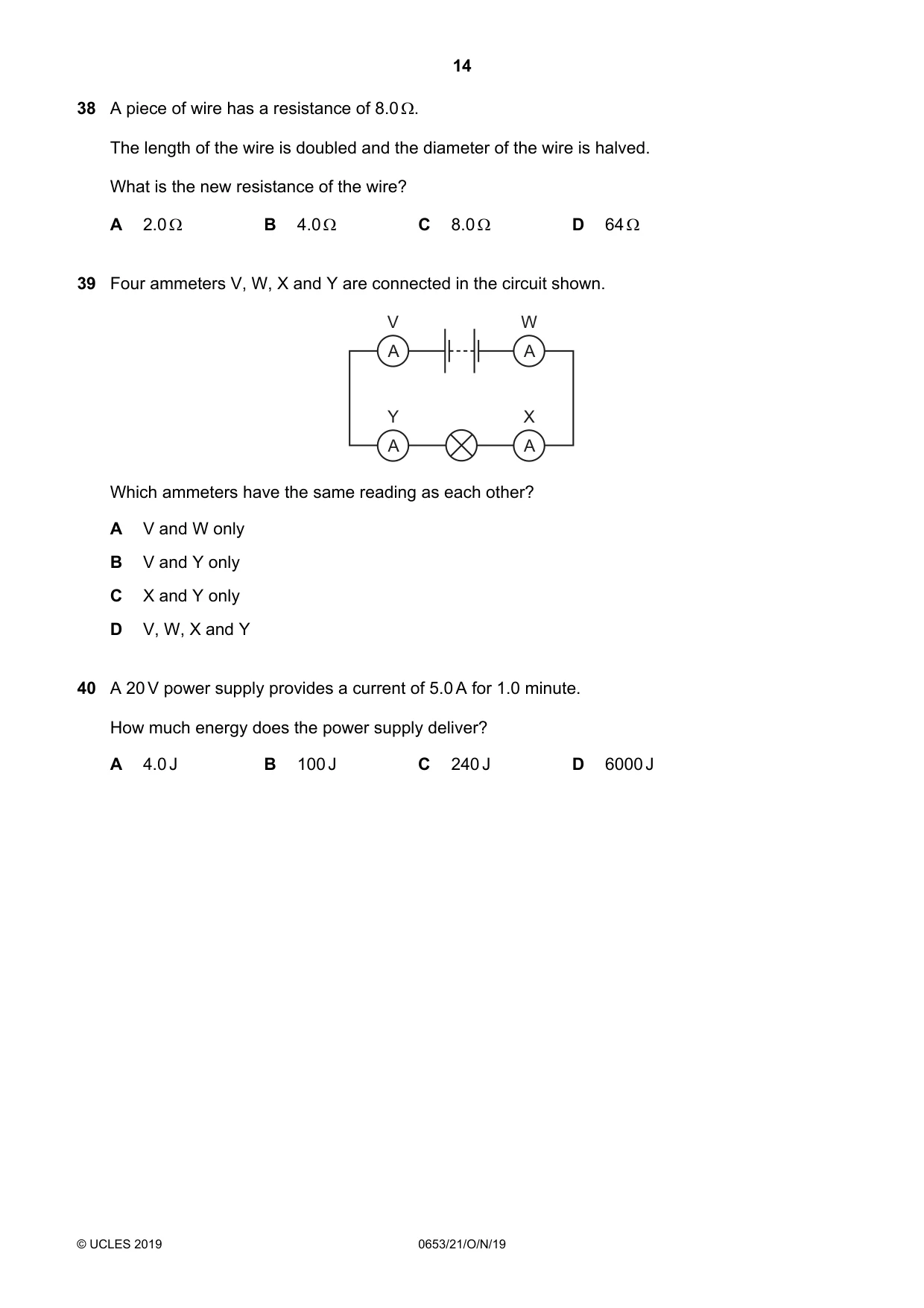 Cambridge IGCSE Science - Combined 0653 2019 Oct/Nov Paper 2 · Variant 1 question paper, page 14 of 16