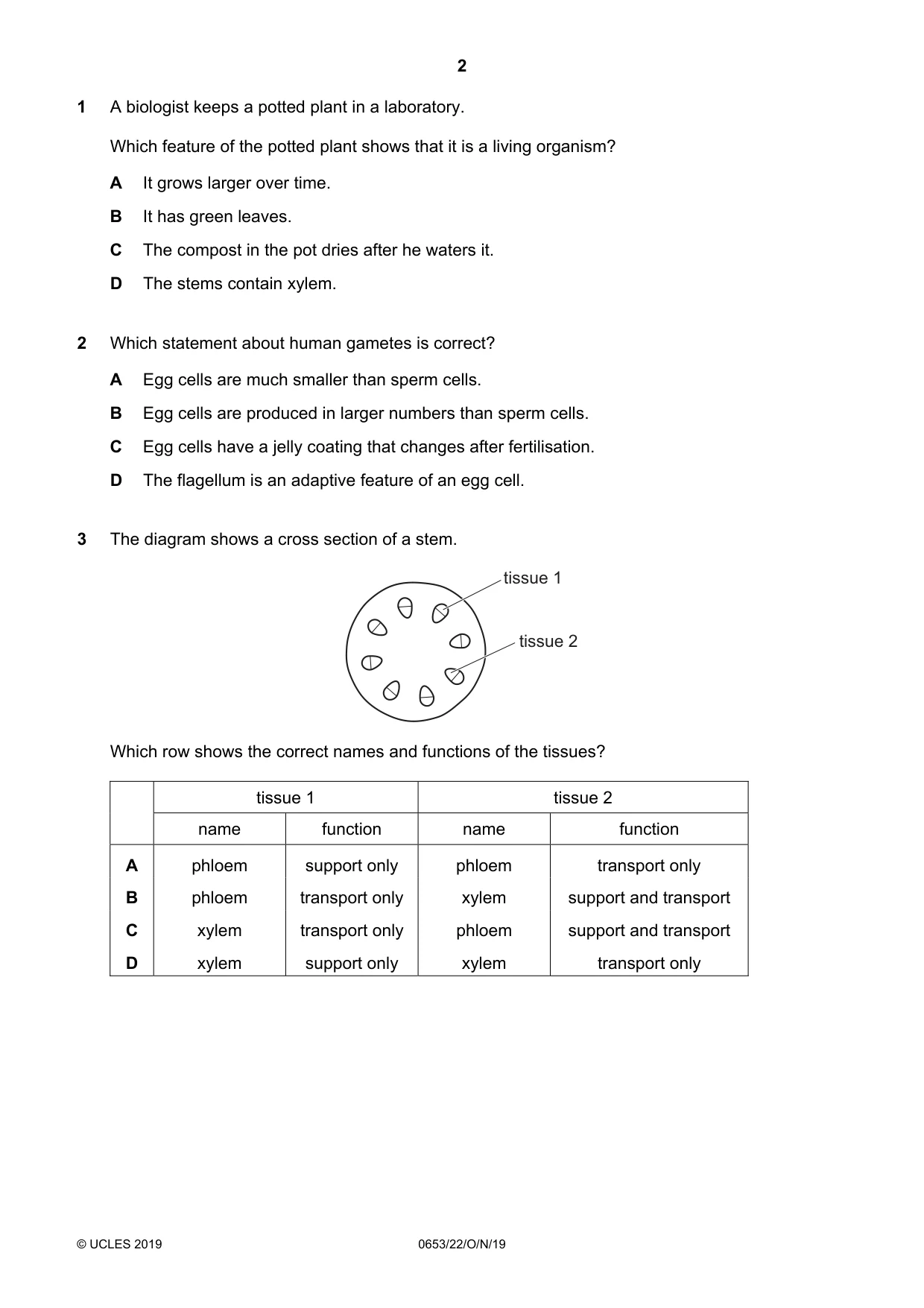 Cambridge IGCSE Science - Combined 0653 2019 Oct/Nov Paper 2 · Variant 2 question paper, page 2 of 16