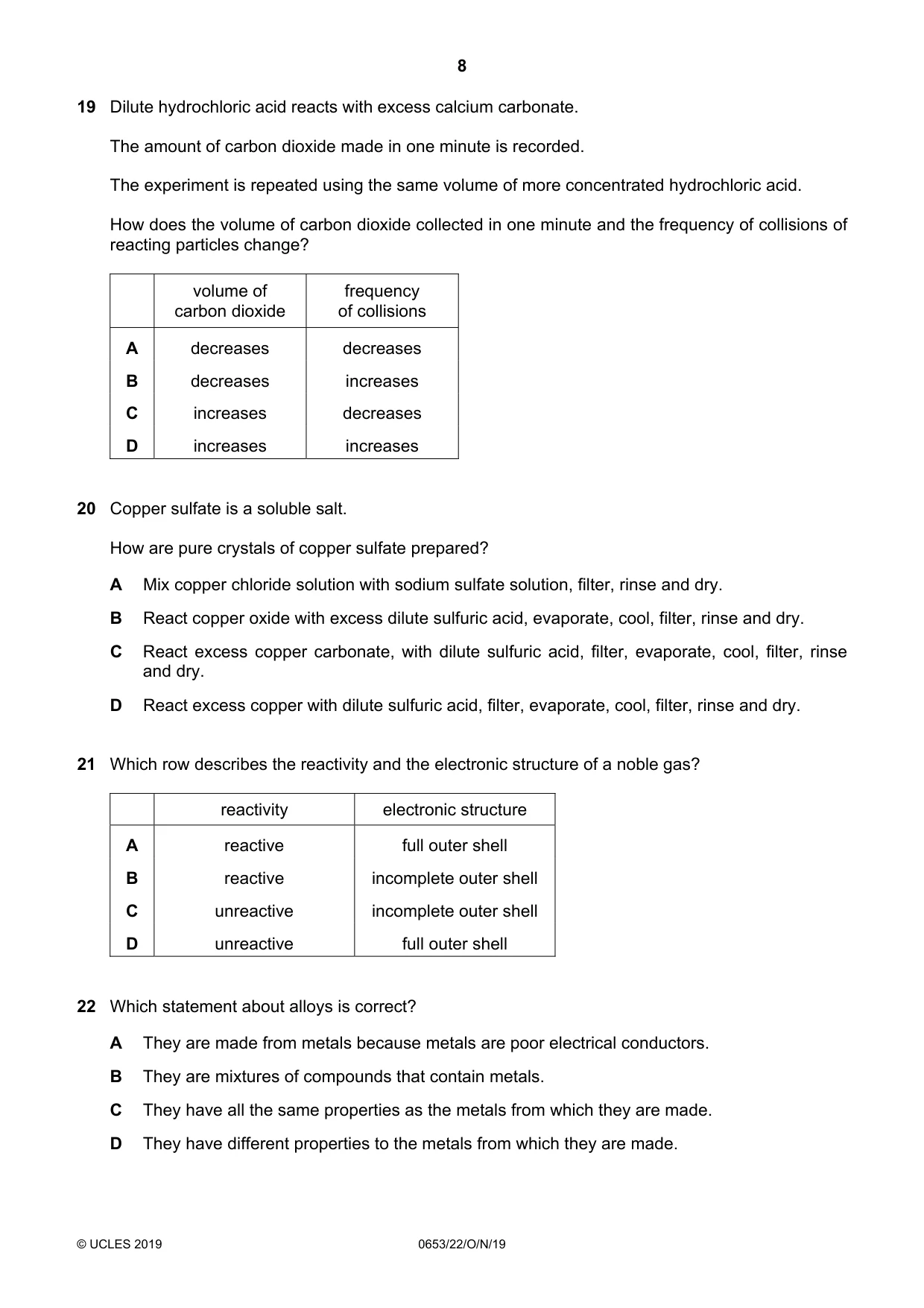 Cambridge IGCSE Science - Combined 0653 2019 Oct/Nov Paper 2 · Variant 2 question paper, page 8 of 16