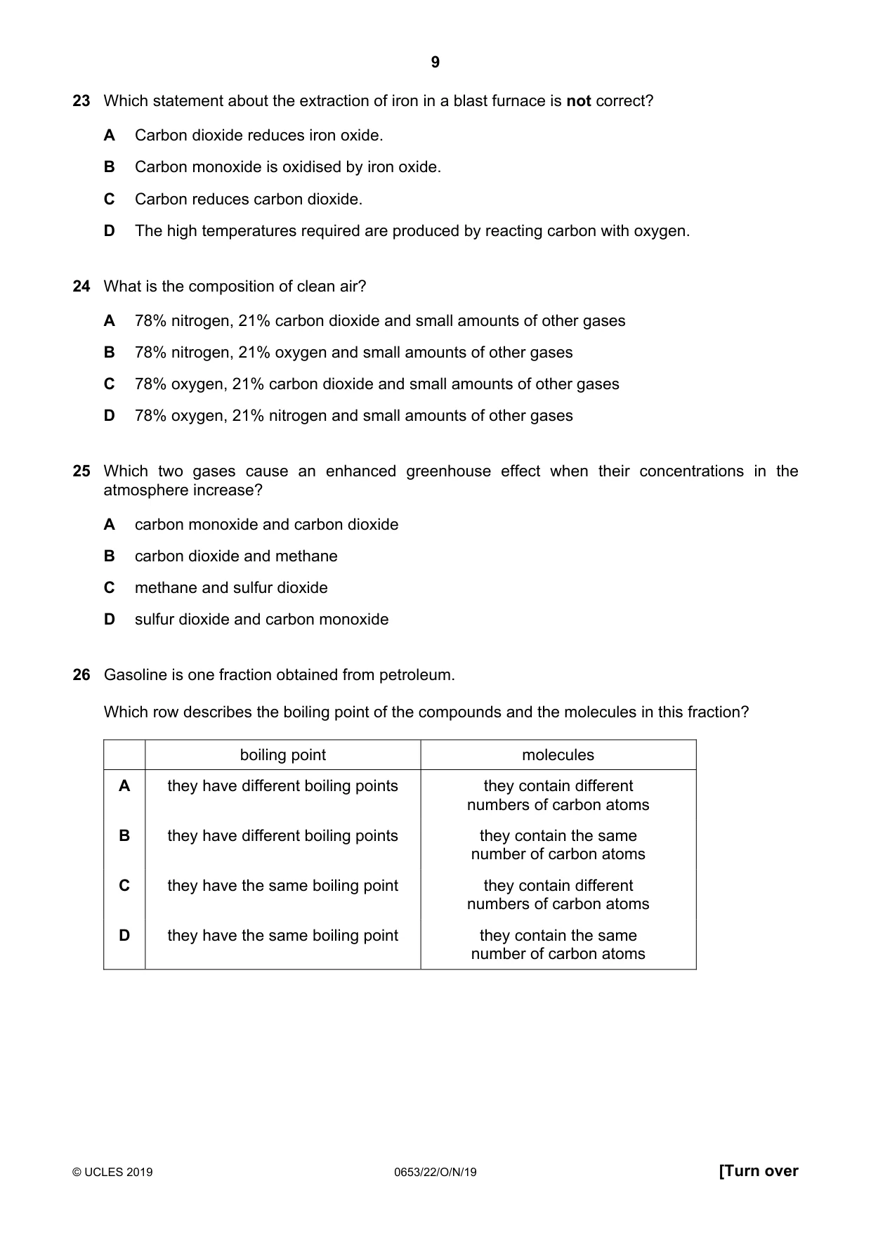 Cambridge IGCSE Science - Combined 0653 2019 Oct/Nov Paper 2 · Variant 2 question paper, page 9 of 16