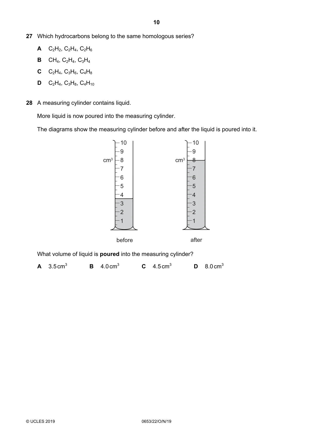 Cambridge IGCSE Science - Combined 0653 2019 Oct/Nov Paper 2 · Variant 2 question paper, page 10 of 16