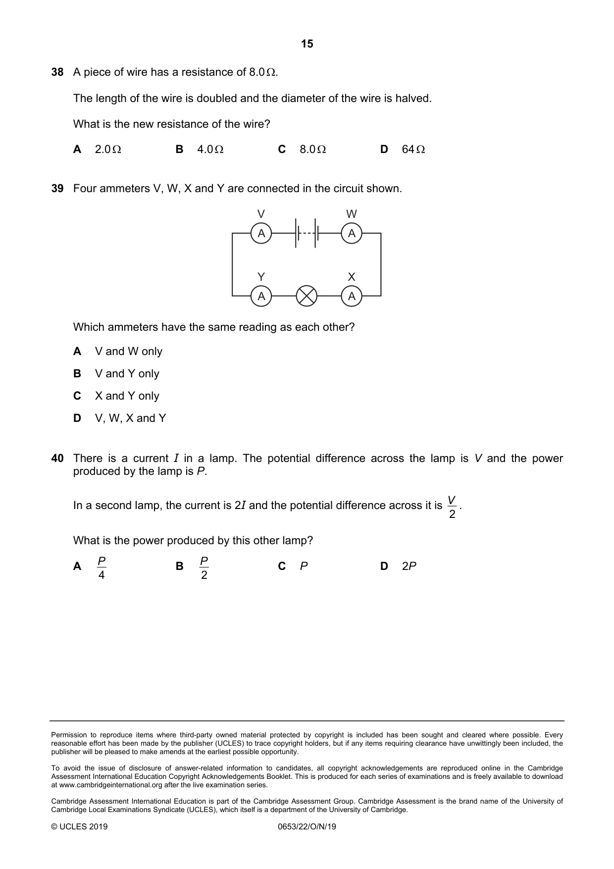 Cambridge IGCSE Science - Combined 0653 2019 Oct/Nov Paper 2 · Variant 2 question paper, page 15 of 16