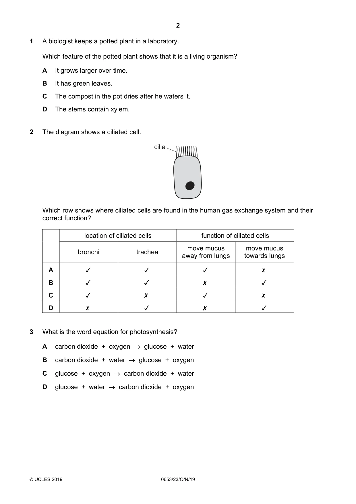 Cambridge IGCSE Science - Combined 0653 2019 Oct/Nov Paper 2 · Variant 3 question paper, page 2 of 20