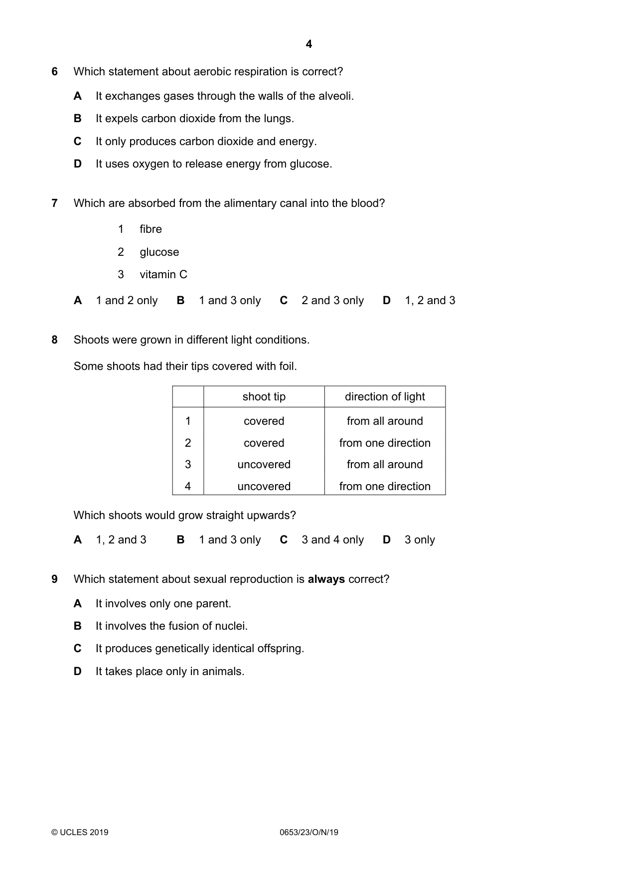 Cambridge IGCSE Science - Combined 0653 2019 Oct/Nov Paper 2 · Variant 3 question paper, page 4 of 20