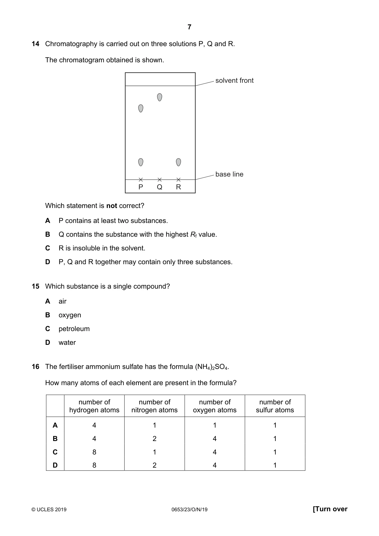 Cambridge IGCSE Science - Combined 0653 2019 Oct/Nov Paper 2 · Variant 3 question paper, page 7 of 20