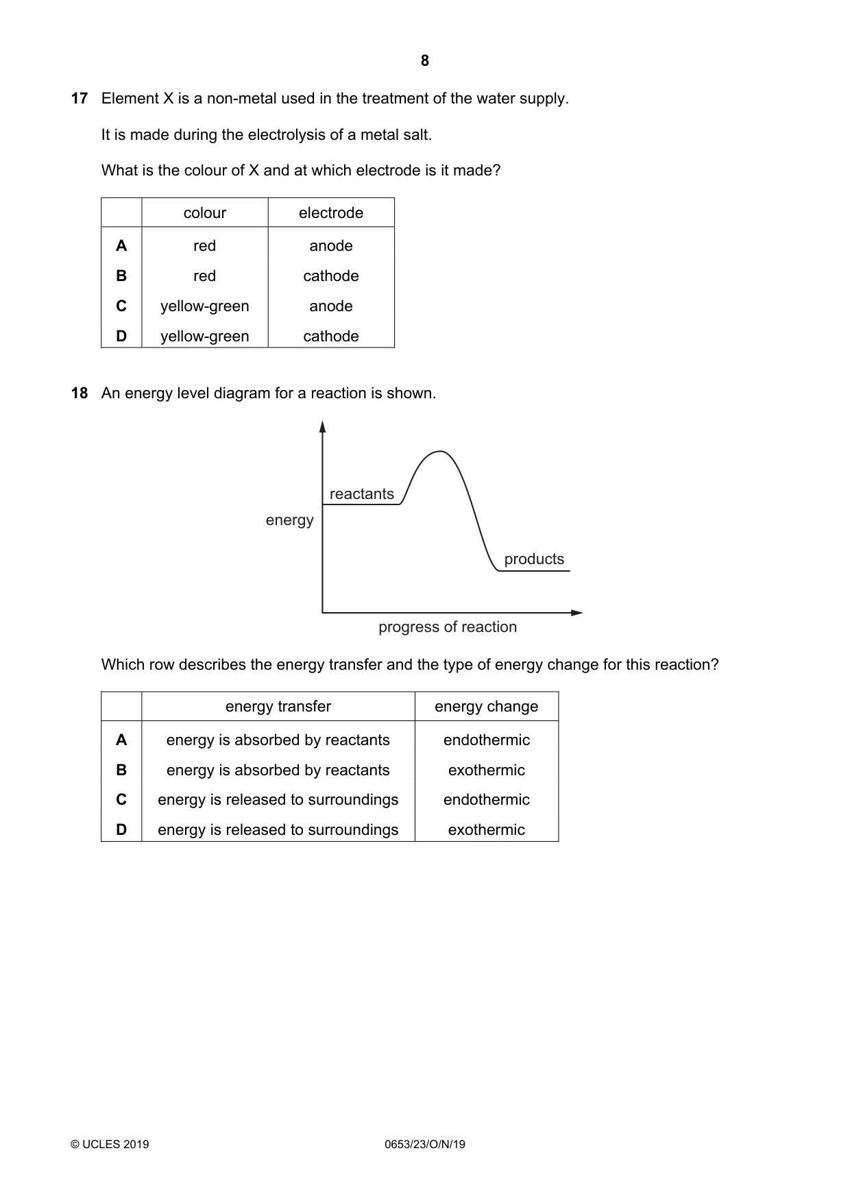 Cambridge IGCSE Science - Combined 0653 2019 Oct/Nov Paper 2 · Variant 3 question paper, page 8 of 20