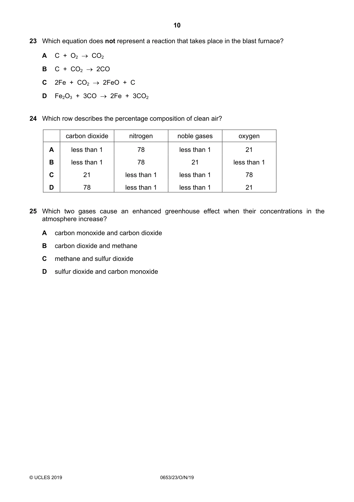 Cambridge IGCSE Science - Combined 0653 2019 Oct/Nov Paper 2 · Variant 3 question paper, page 10 of 20