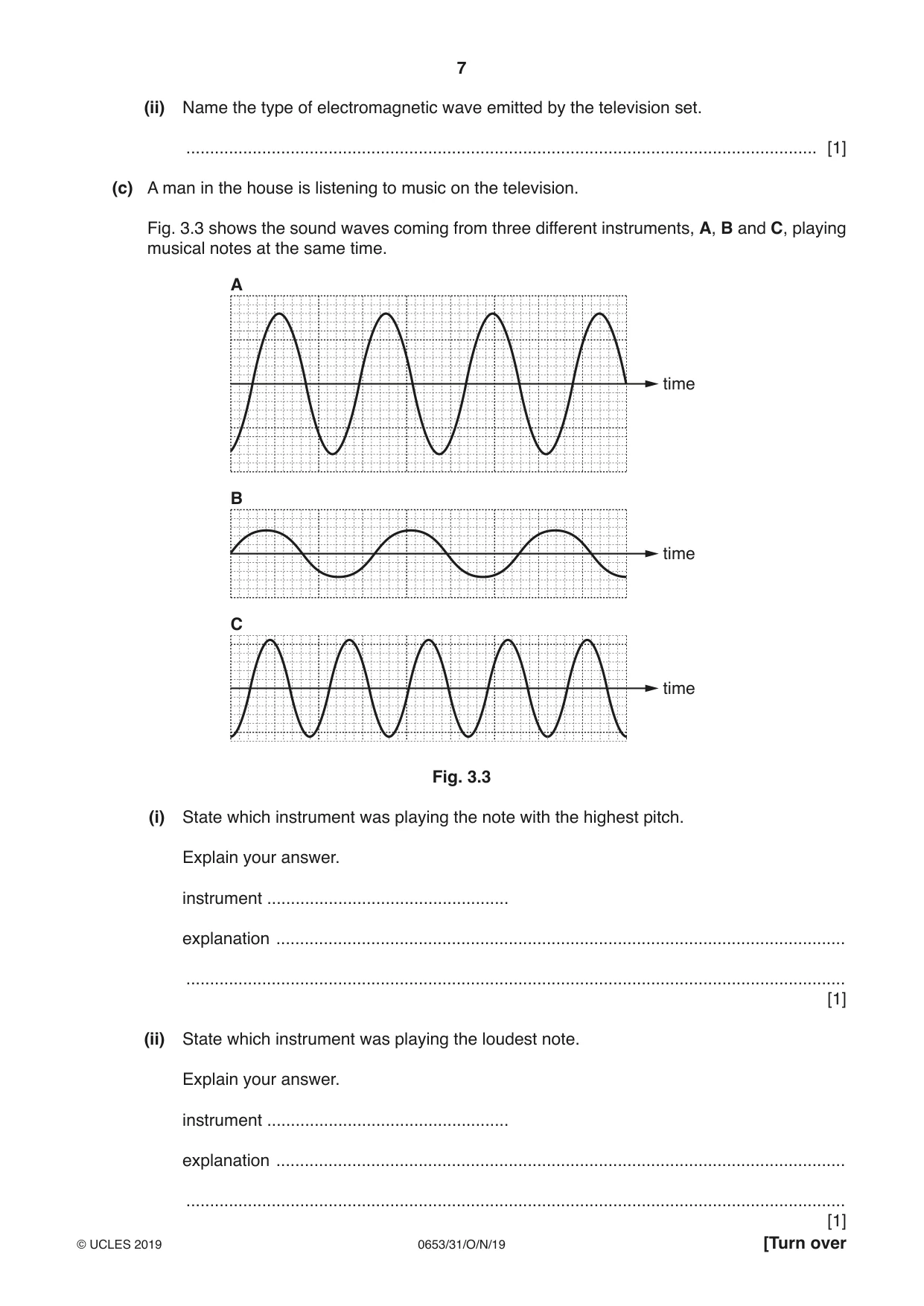 Cambridge IGCSE Science - Combined 0653 2019 Oct/Nov Paper 3 · Variant 1 question paper, page 7 of 24