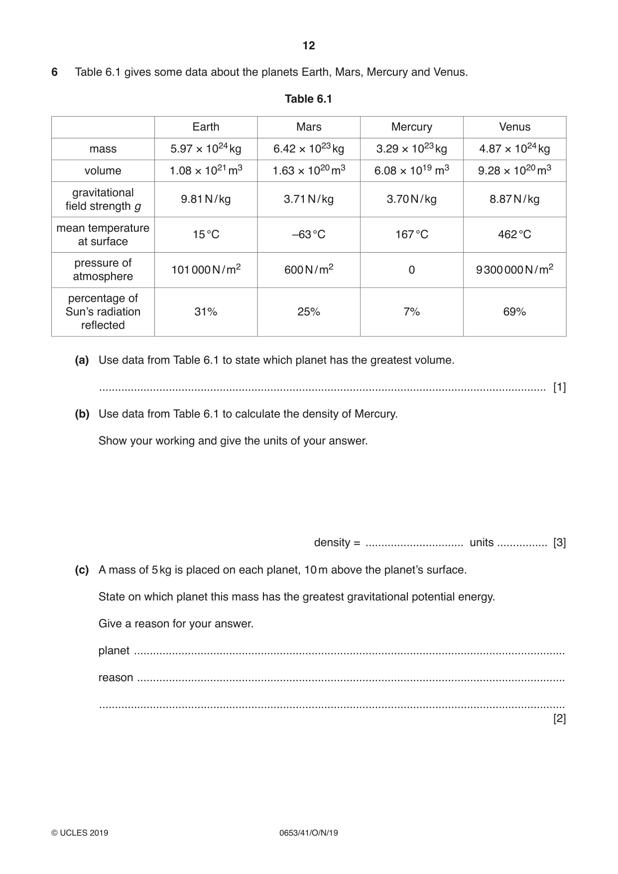 Cambridge IGCSE Science - Combined 0653 2019 Oct/Nov Paper 4 · Variant 1 question paper, page 12 of 20