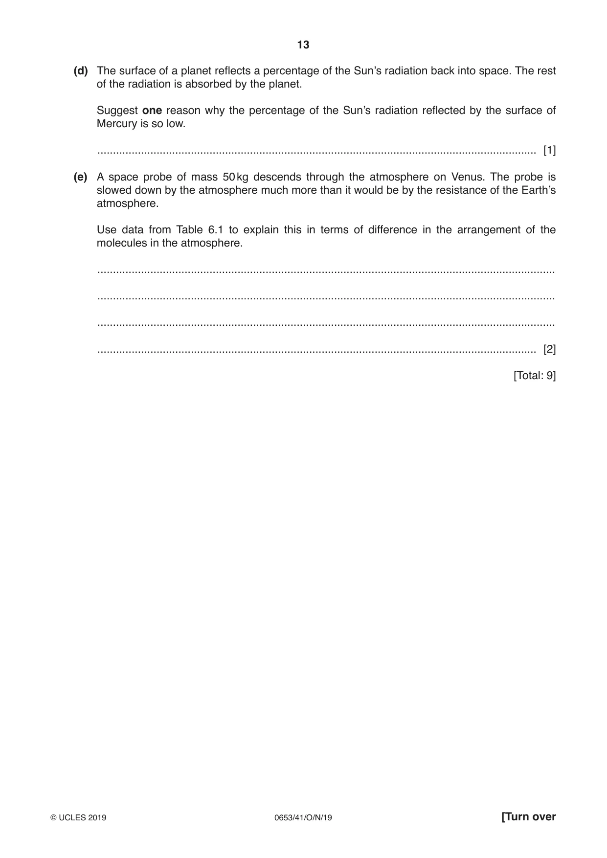 Cambridge IGCSE Science - Combined 0653 2019 Oct/Nov Paper 4 · Variant 1 question paper, page 13 of 20