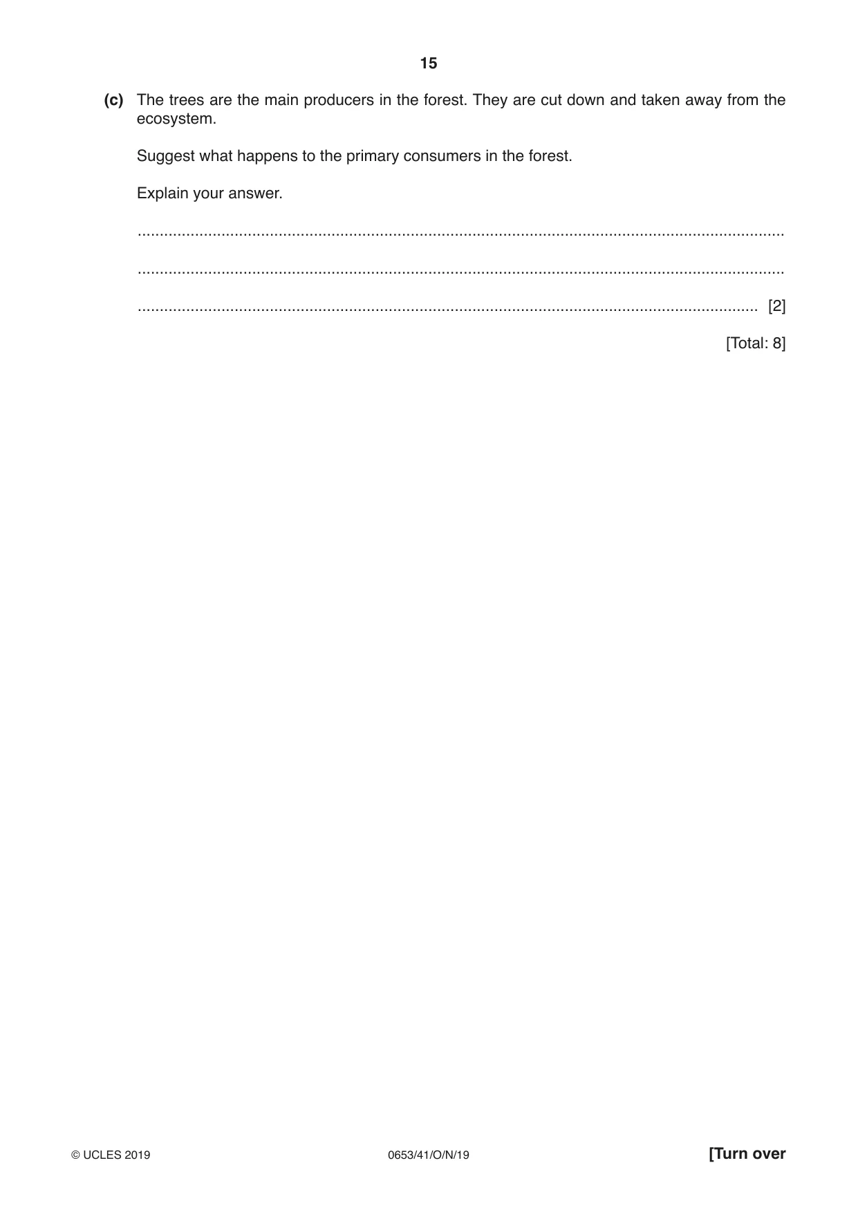 Cambridge IGCSE Science - Combined 0653 2019 Oct/Nov Paper 4 · Variant 1 question paper, page 15 of 20