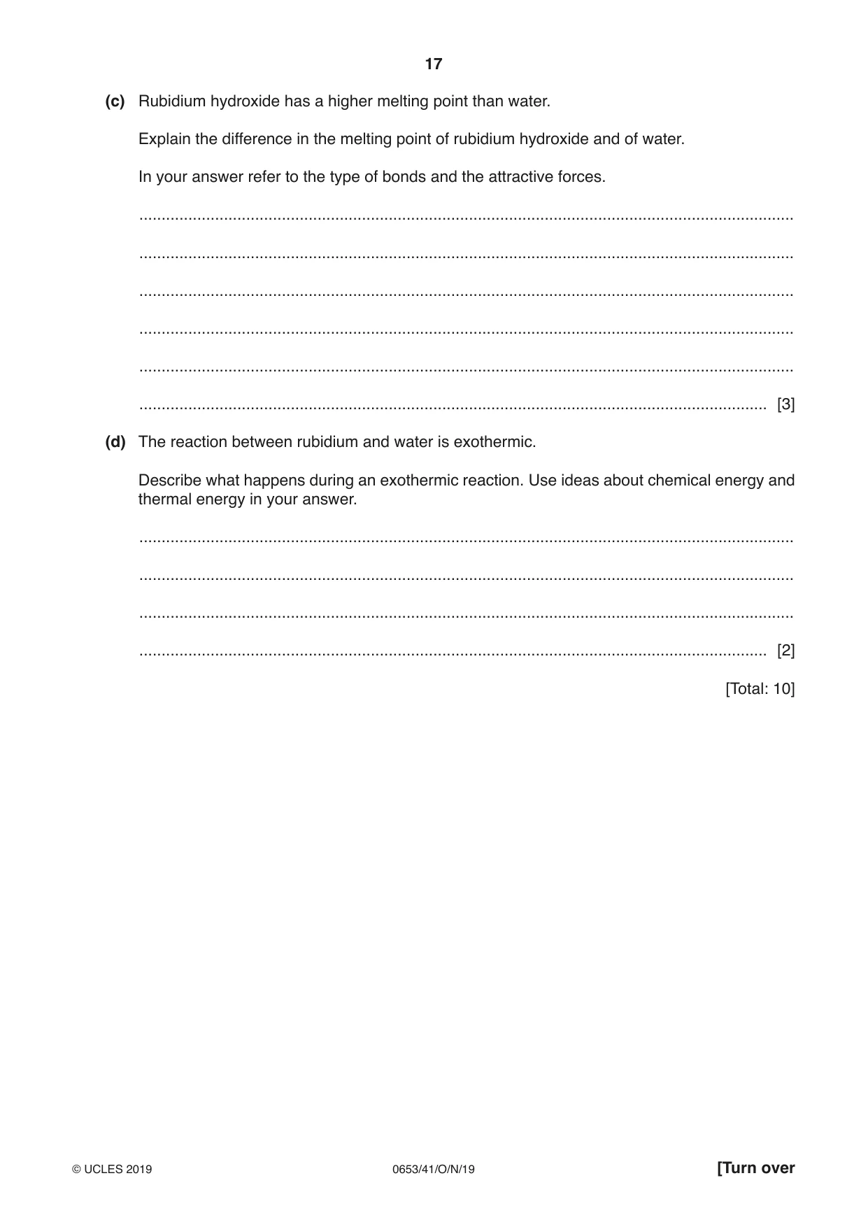 Cambridge IGCSE Science - Combined 0653 2019 Oct/Nov Paper 4 · Variant 1 question paper, page 17 of 20