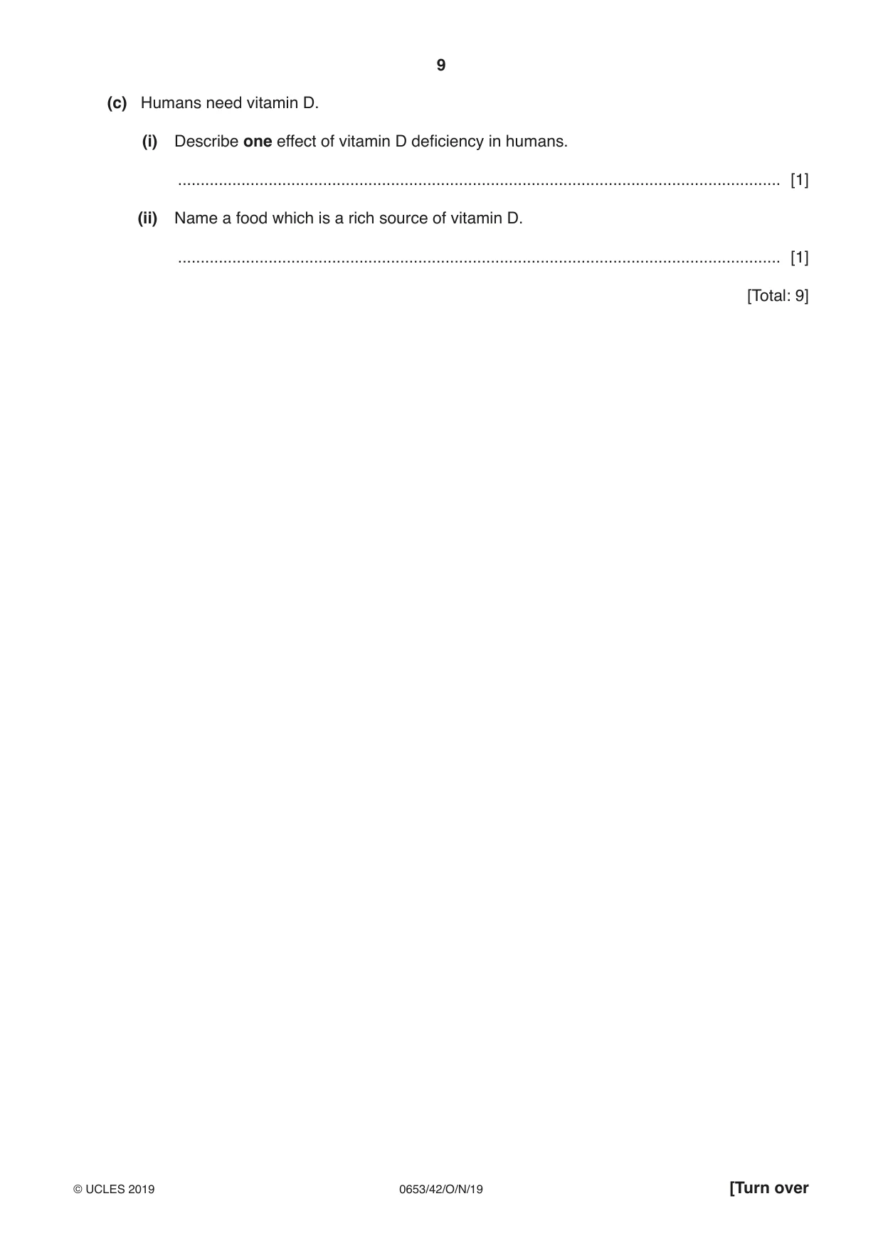 Cambridge IGCSE Science - Combined 0653 2019 Oct/Nov Paper 4 · Variant 2 question paper, page 9 of 20