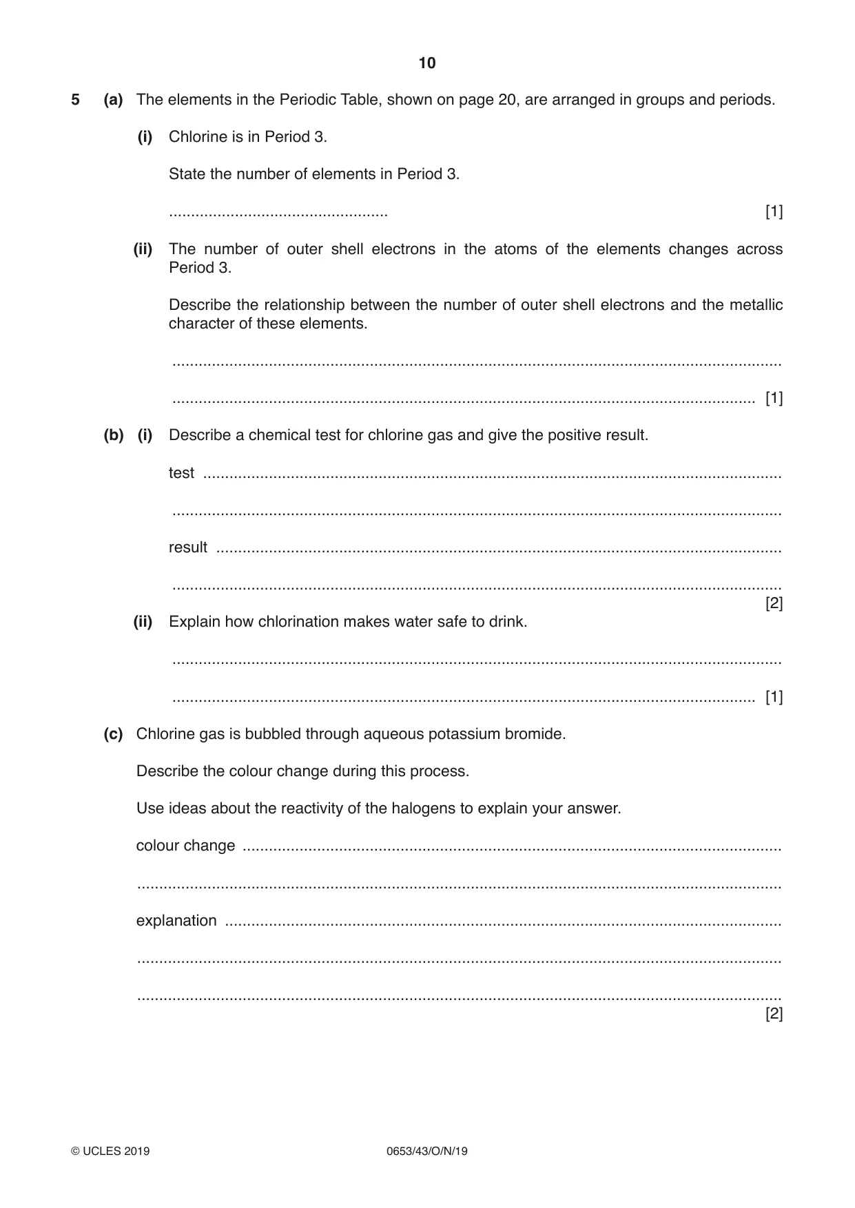 Cambridge IGCSE Science - Combined 0653 2019 Oct/Nov Paper 4 · Variant 3 question paper, page 10 of 20