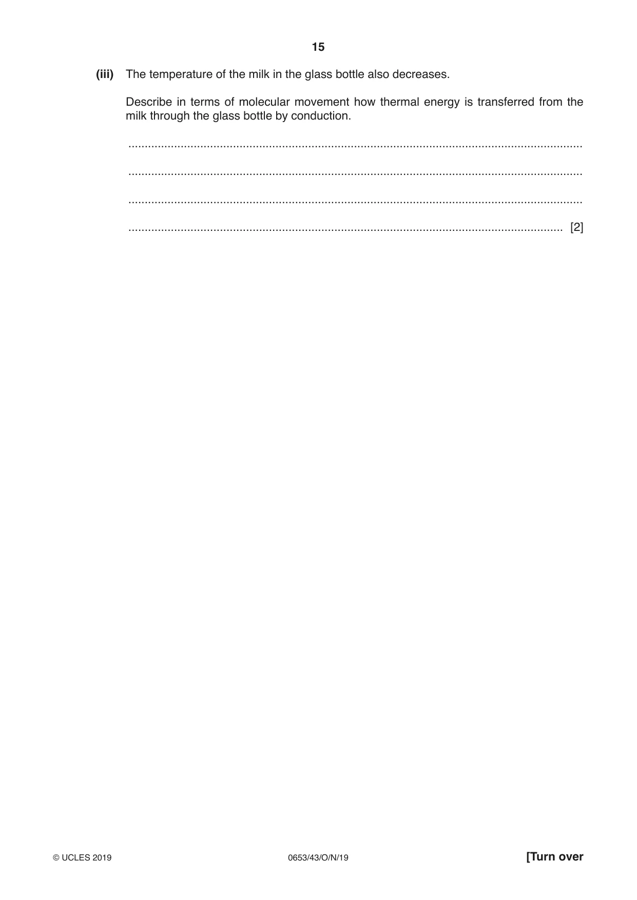 Cambridge IGCSE Science - Combined 0653 2019 Oct/Nov Paper 4 · Variant 3 question paper, page 15 of 20